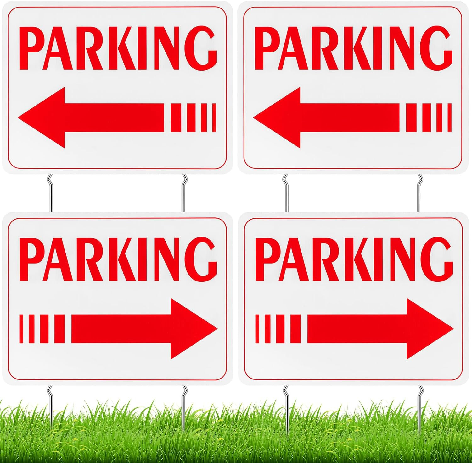 4 Pcs Event Parking Sign with Stake with Directional Arrows 12 x 16 Inch Doub…