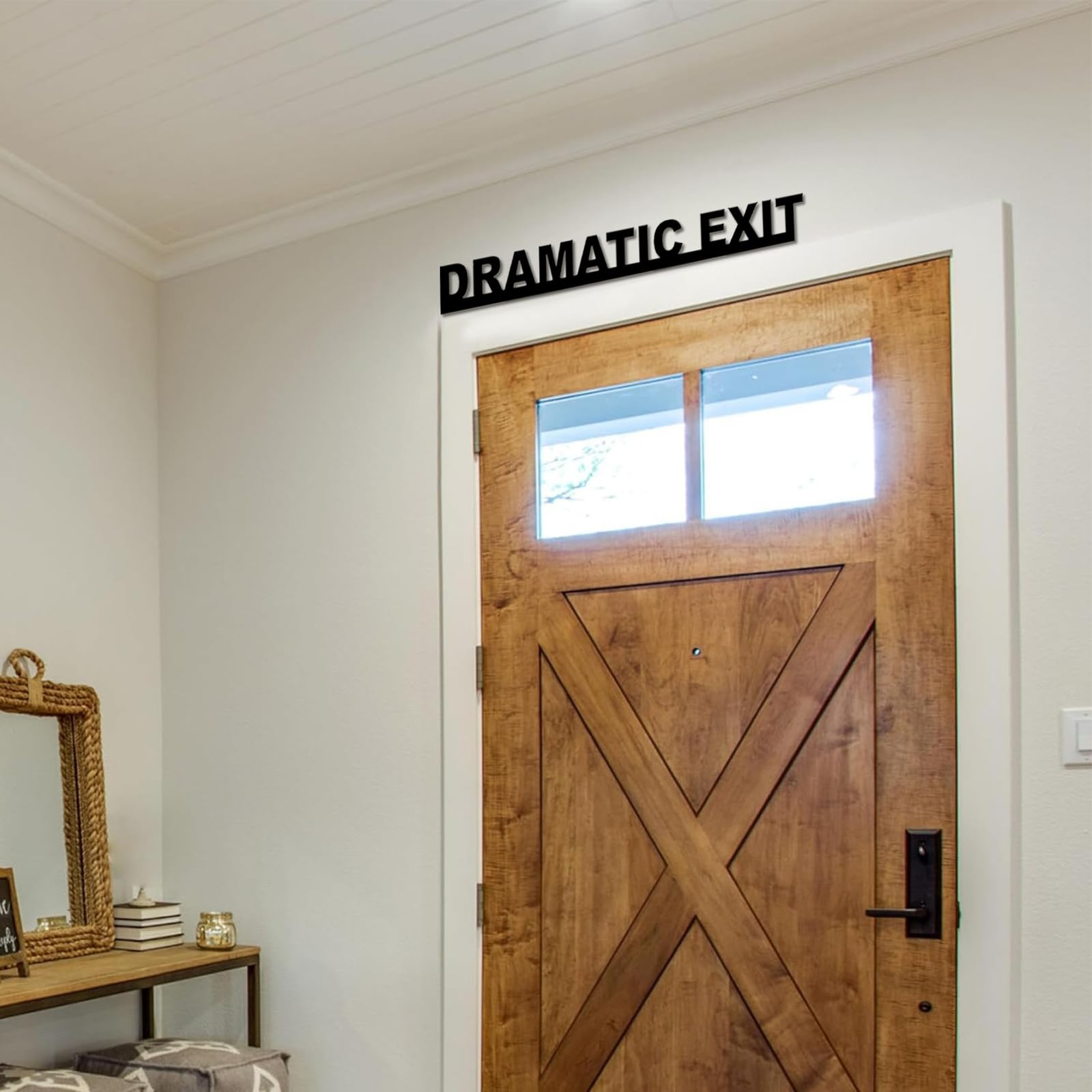 Metal Dramatic Exit Door Topper Sign Wall Decor 18.1 x 2.36 In Door Frame Cor…