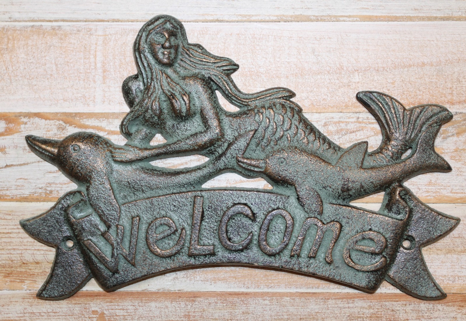 1-MERMAID WELCOME Wall Plaque,Mythical,Folklore,Beach Decor,Nautical Style,BL-40