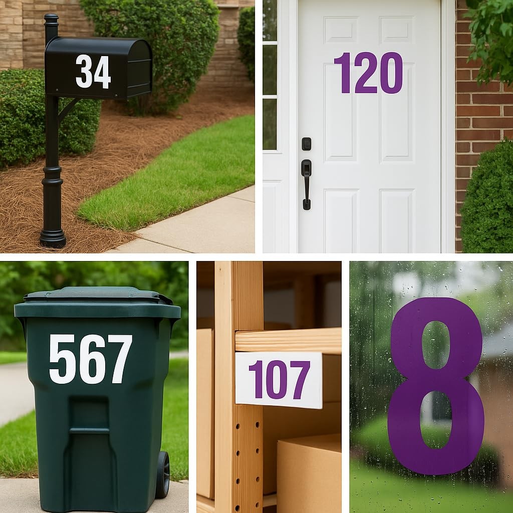 6 Sheets Number Stickers 09 in 4 Inch, Vinyl Adhesive Waterproof Decals for A…