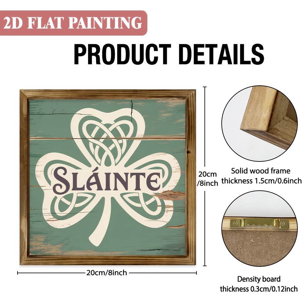 Traditional Irish St Patricks Day Decoration Wooden Plaque Slainte Accent Sign