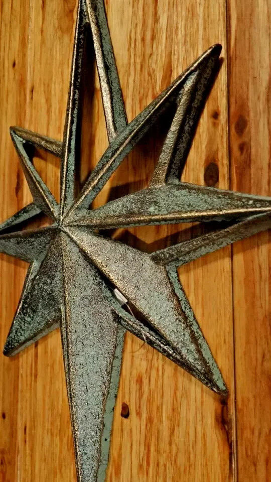 Metal Iron Nautical Rose Compass Star Directional Sailing Boat Wall Beach 14×10″