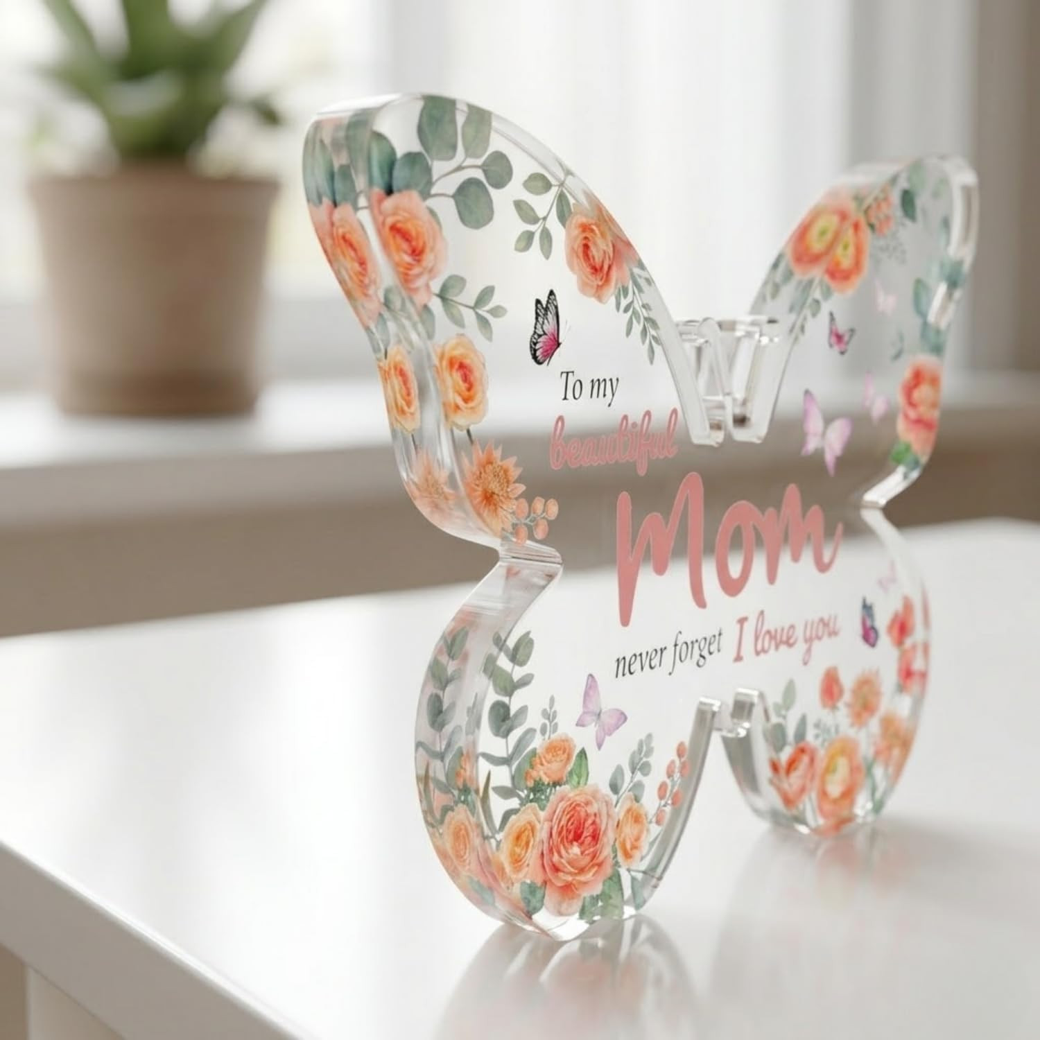 Birthday Gifts for Mom Acrylic Butterfly Plaque – Mothers Day Gifts from Daughte