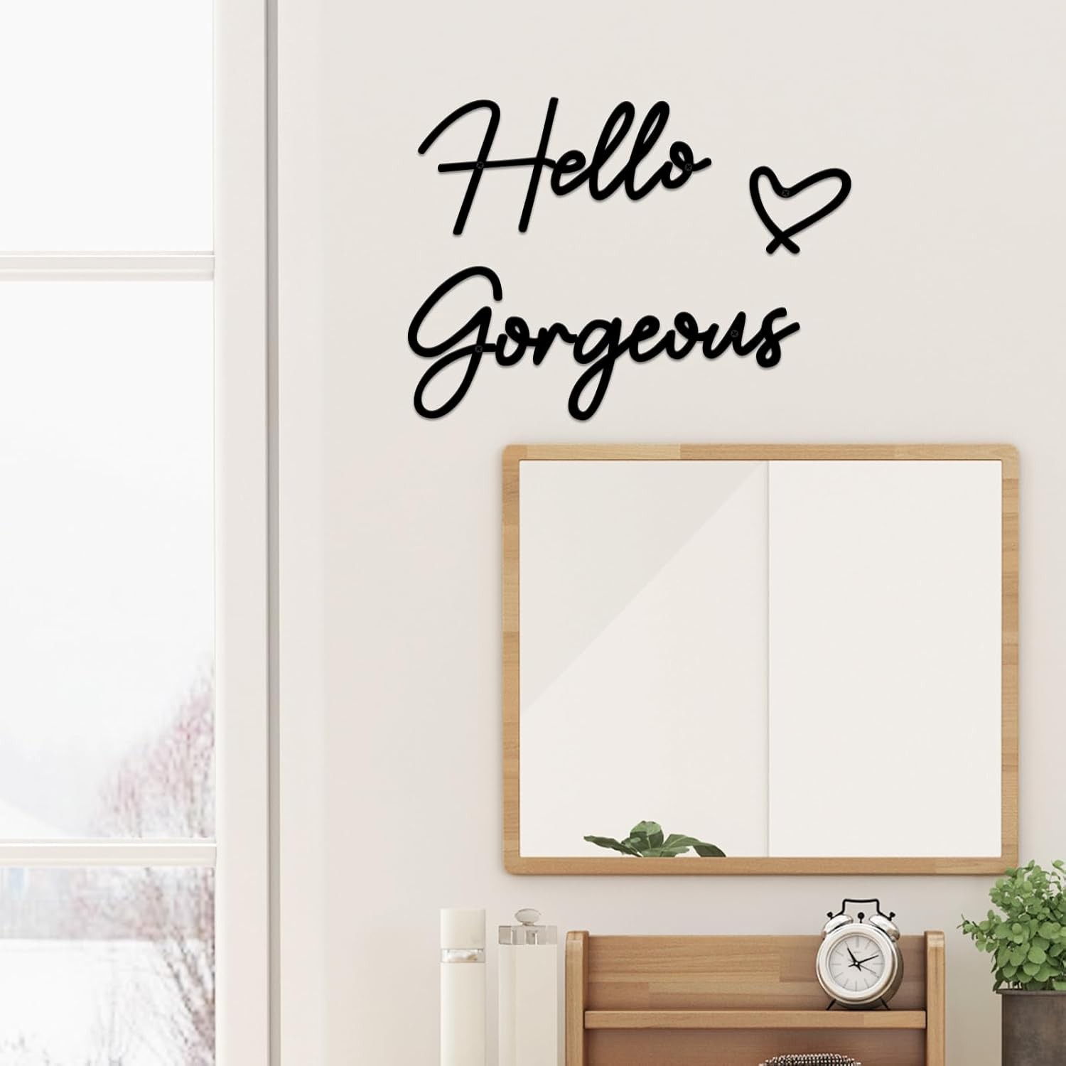 Hello Gorgeous Metal Wall Art Decor Minimalist Metal Words Hello Gorgeous