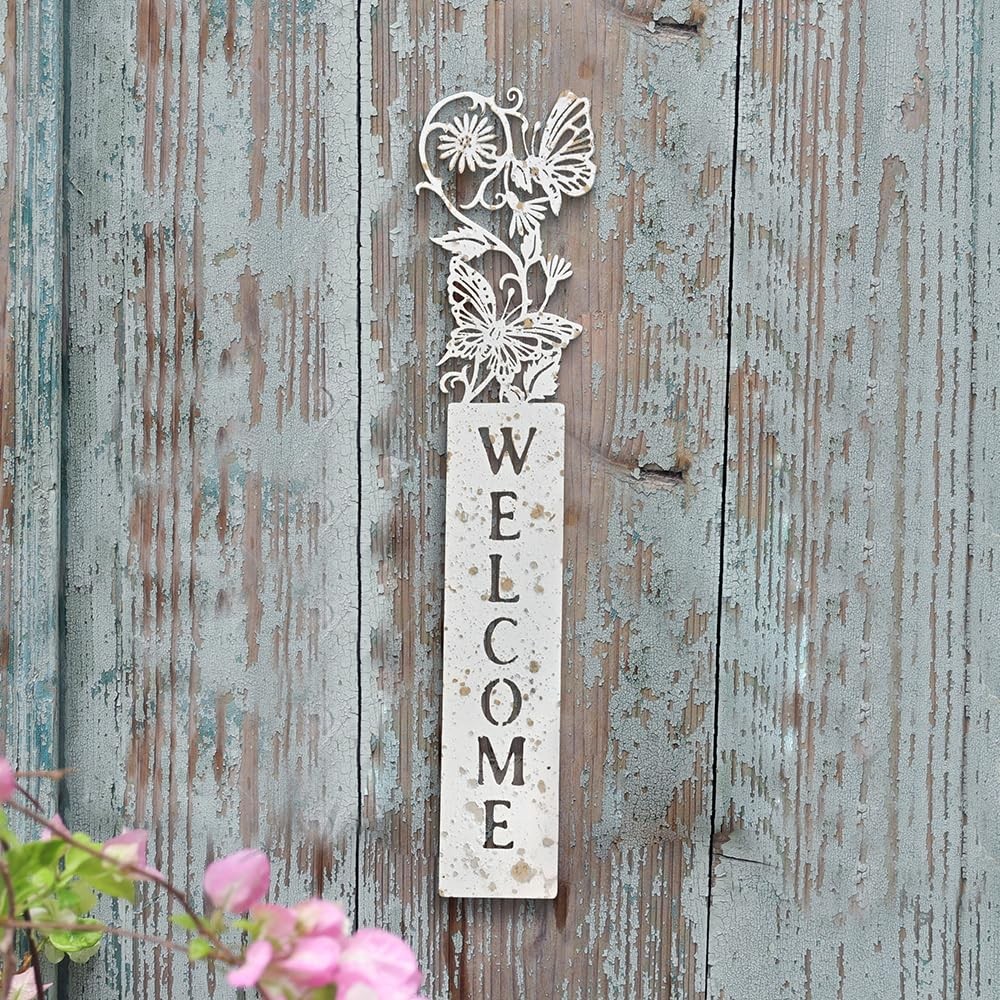 Metal Welcome Sign for Front Door Vertical Wall Mounted Front Door Sign Butte…