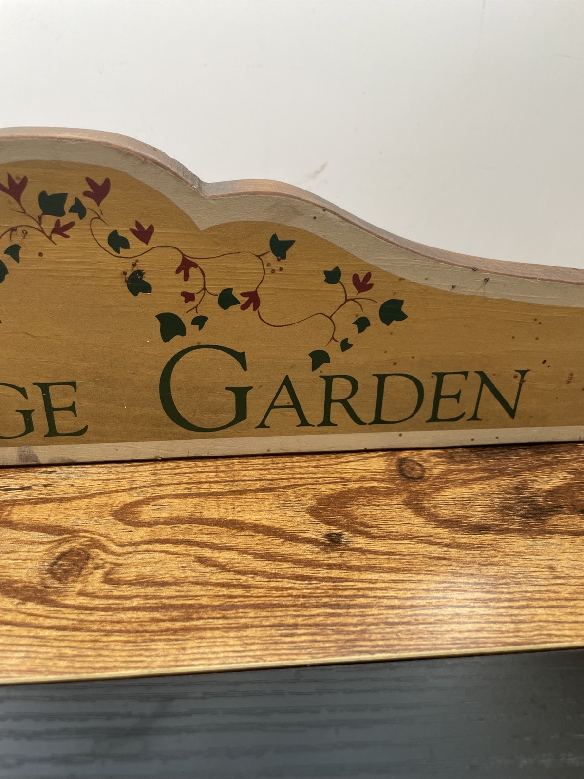 Vintage Wood Cottage Garden Sign Hand Painted Wooden Plaque Plinth Shabby Chic