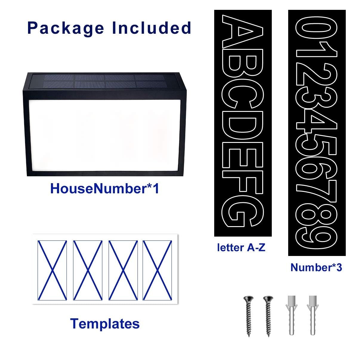 Solar House Numbers Light, T-SUNUS Lighted Wall mounted, Warm White &
