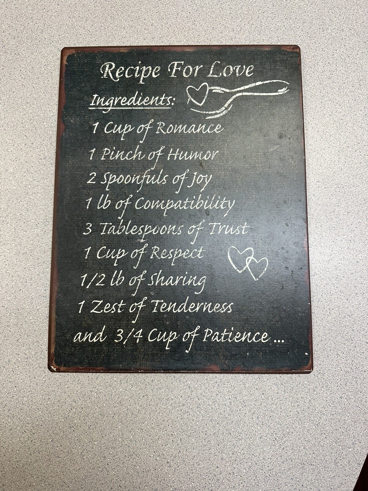 Recipe For Love tin metal sign garden outdoor wall art Decor Plaque 8×12 (K)