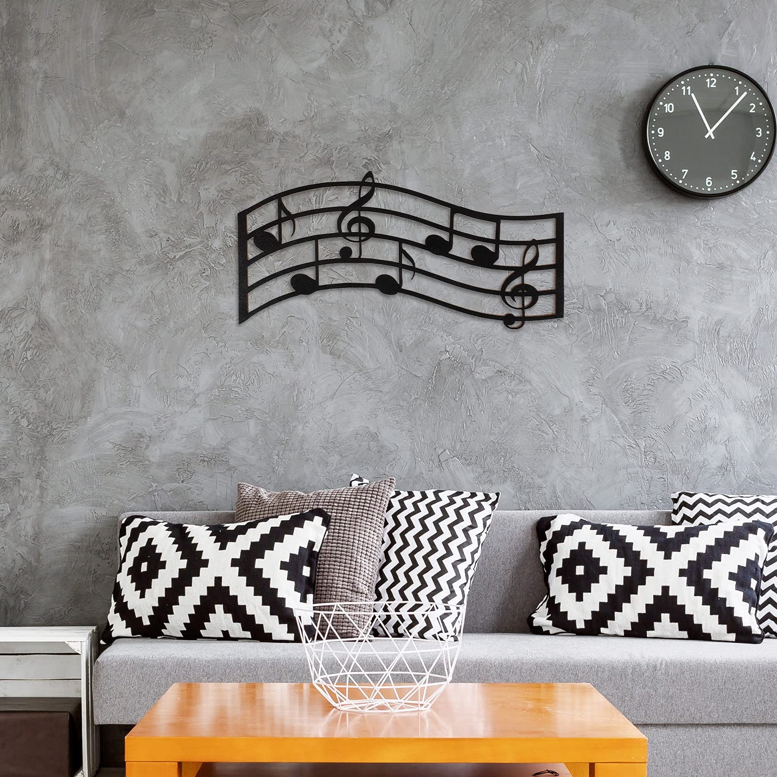 Jetec Music Notes Wall Decor Wooden Musical 15.8 x 7.9 x 0.2 inches, Black