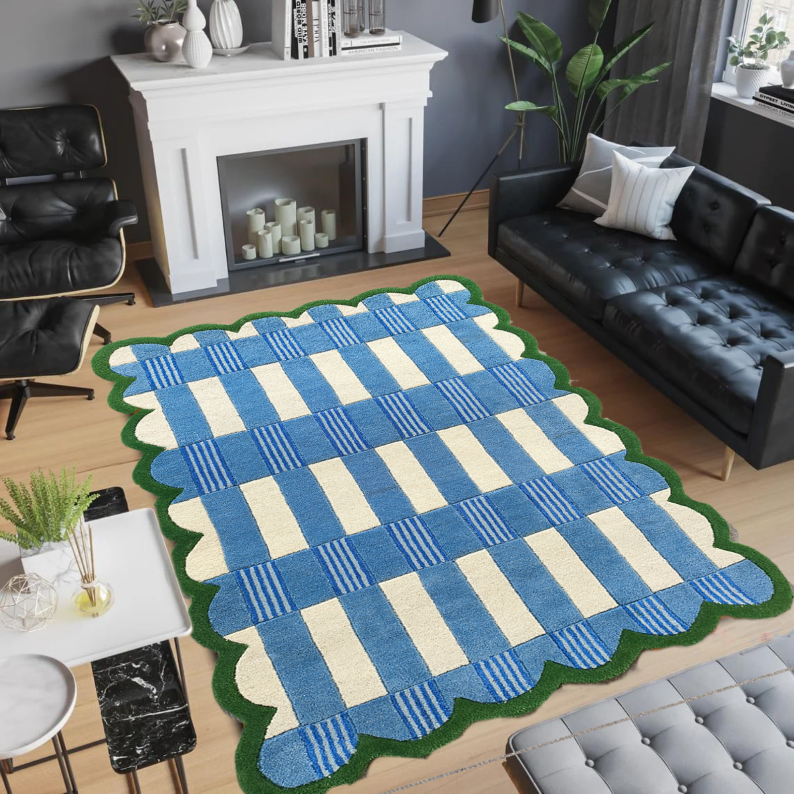 Matilda Goad Plaid Rugs Handmade 100% Woolen Hand Tufted For Home Decoration