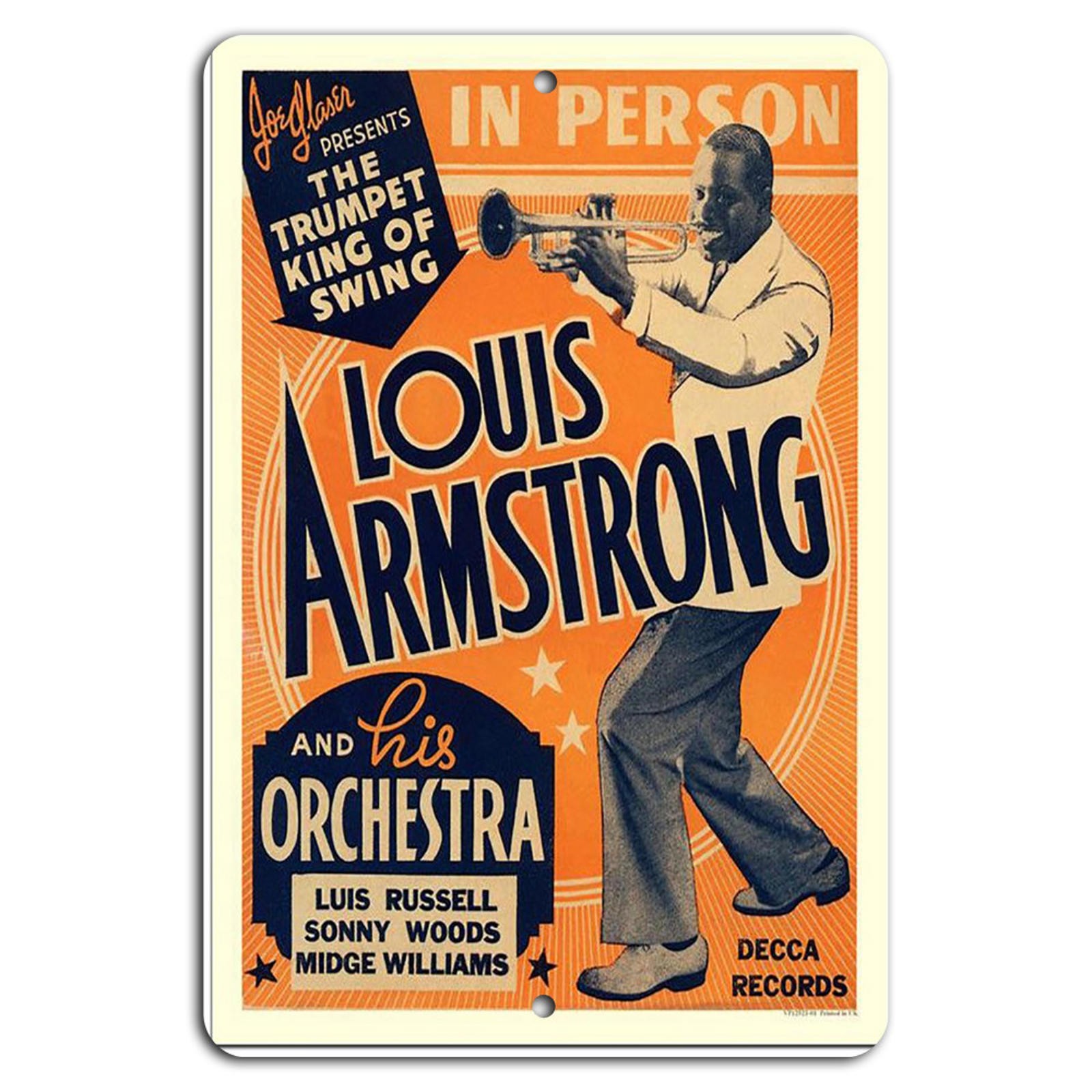Trumpet King Sign BanginPrints Aluminum Retro Jazz Metal Rectangle