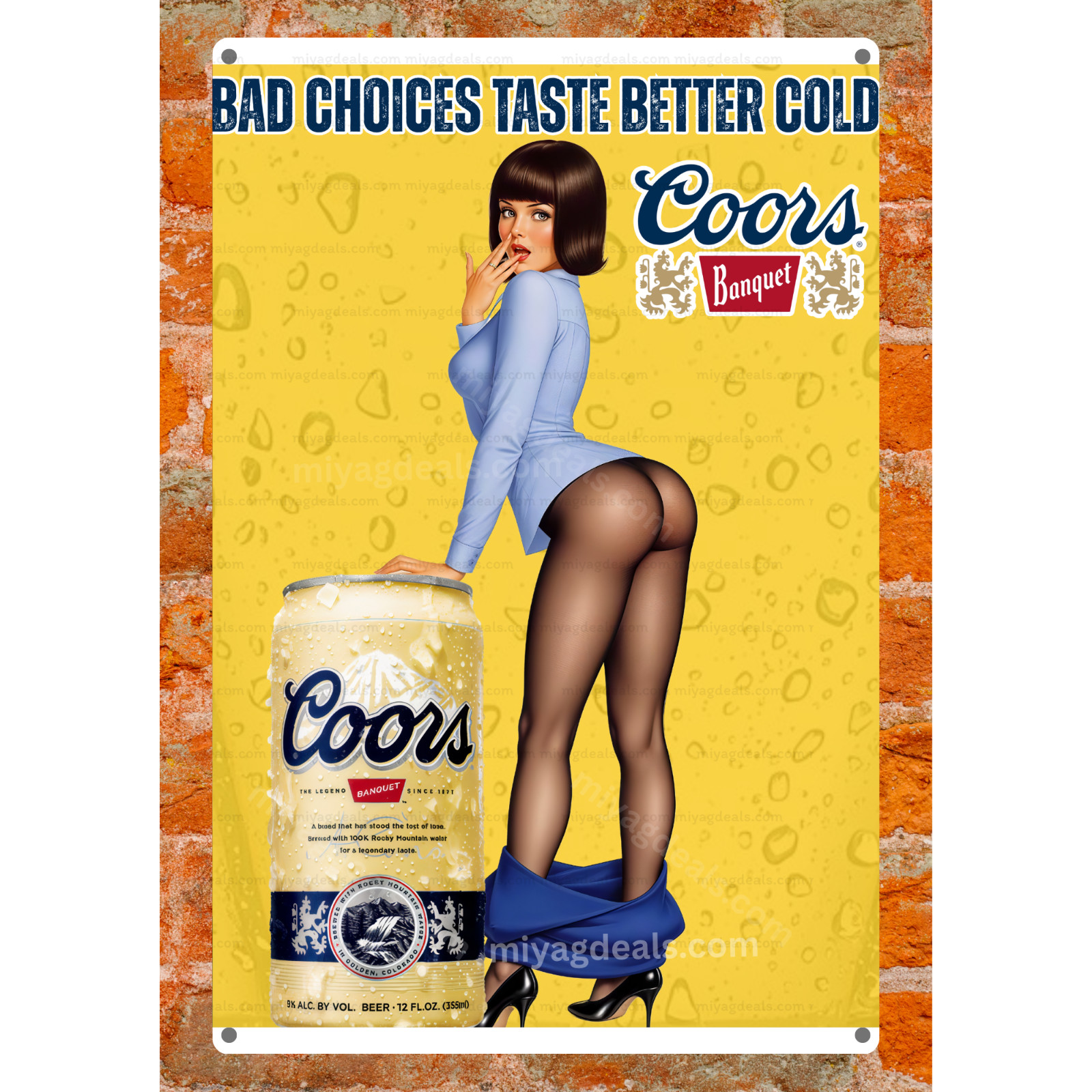 BLight Cold Beer Sign Funny Titties Metal Art Decor Bar, Garage, Man Cave Read