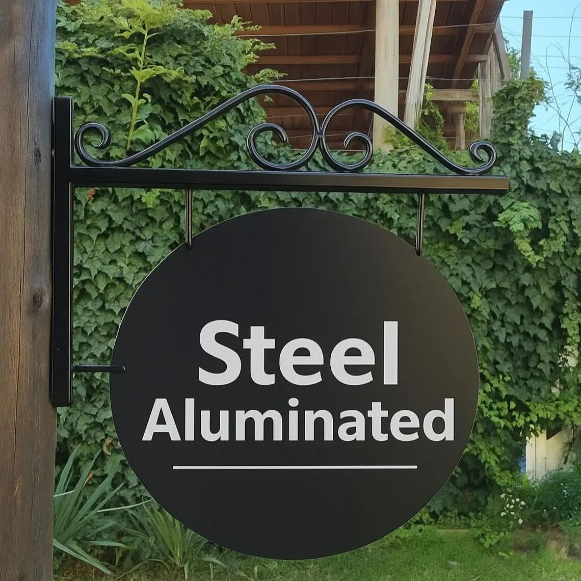 Wall-Mounted Round Blade Sign | Double-Sided Outdoor Business Logo Sign