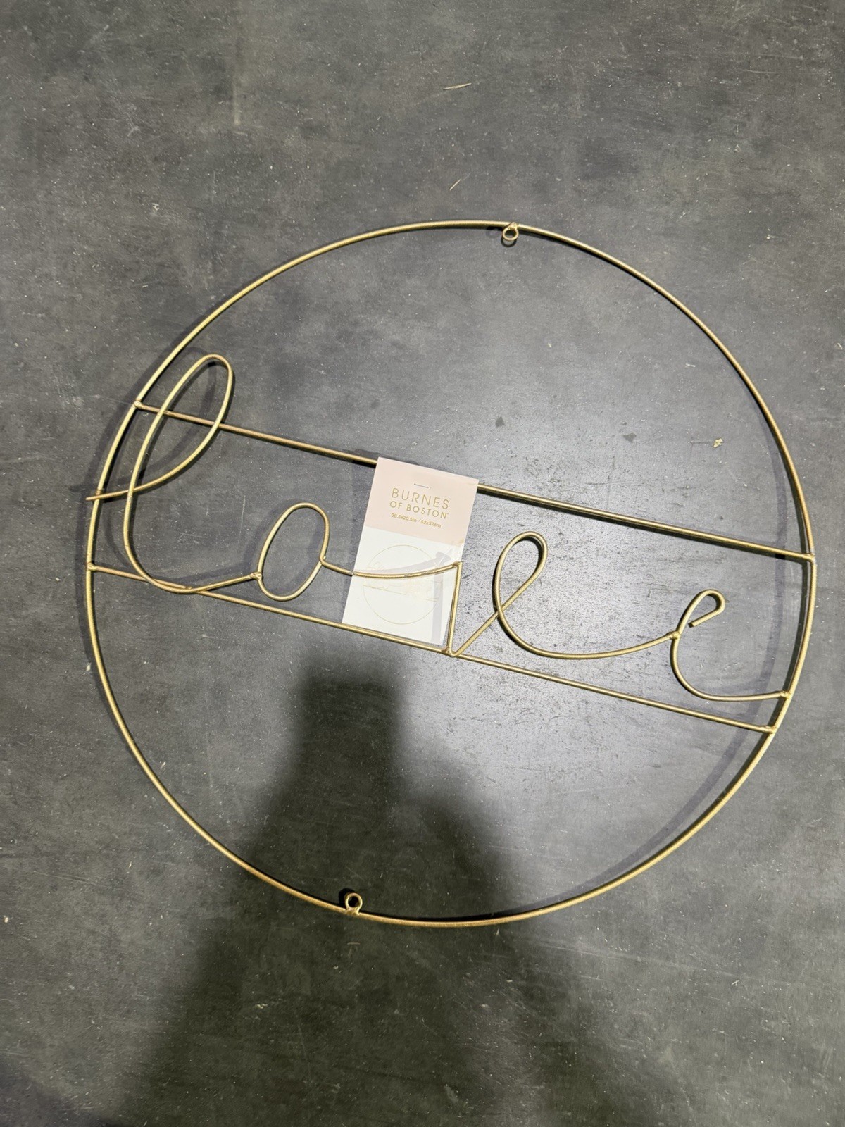 Burnes of Boston Metal Love & Hearts Gold Circle Wall Hanging Sign 20.5in Large