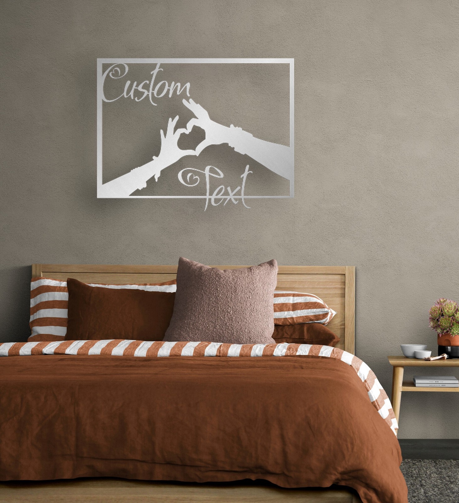 Personalized Metal Name Sign Wall Art Custom Hands Heart Couple Wedding Gift