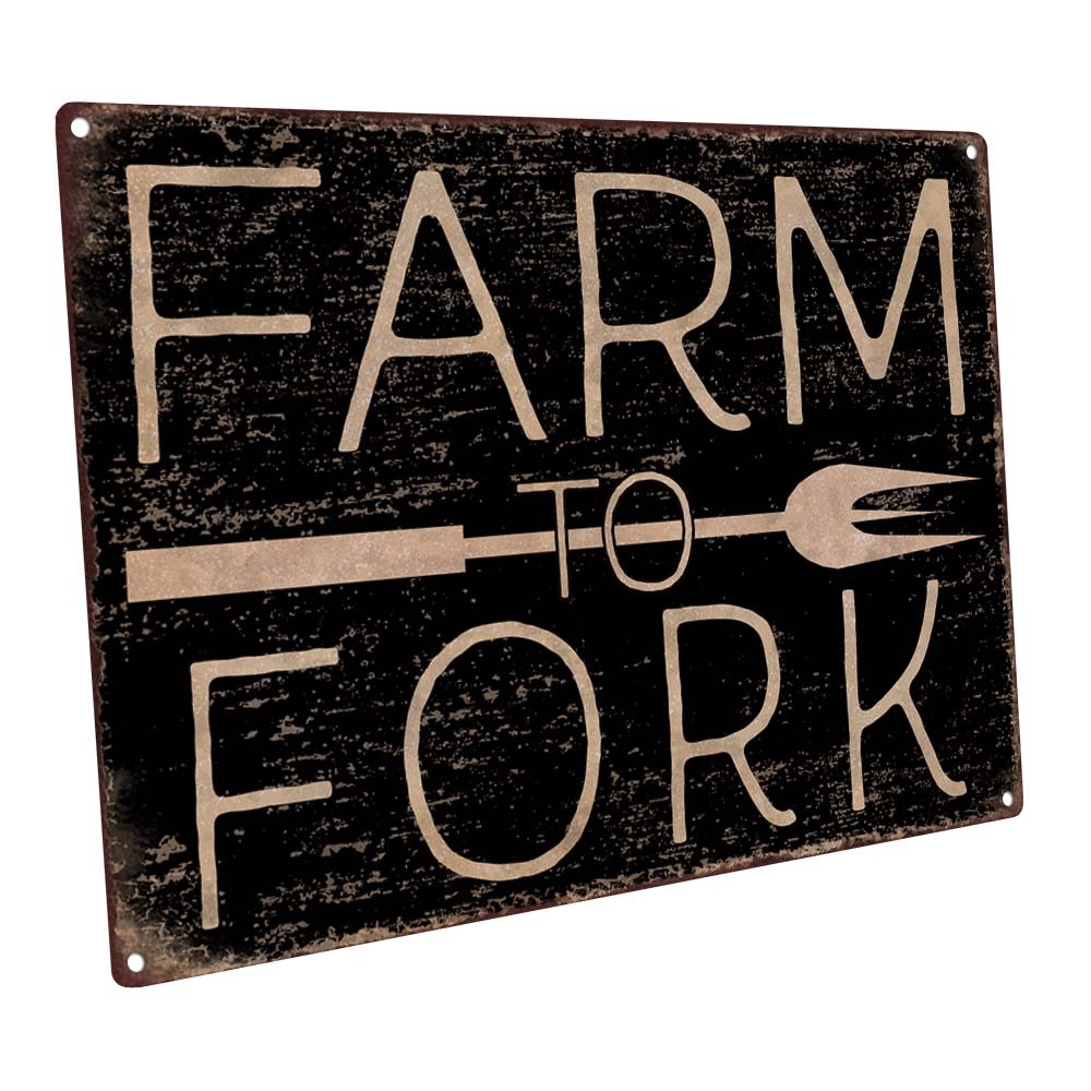 Farm to Fork Metal Sign; Wall Decor for Kitchen and Dinning Room