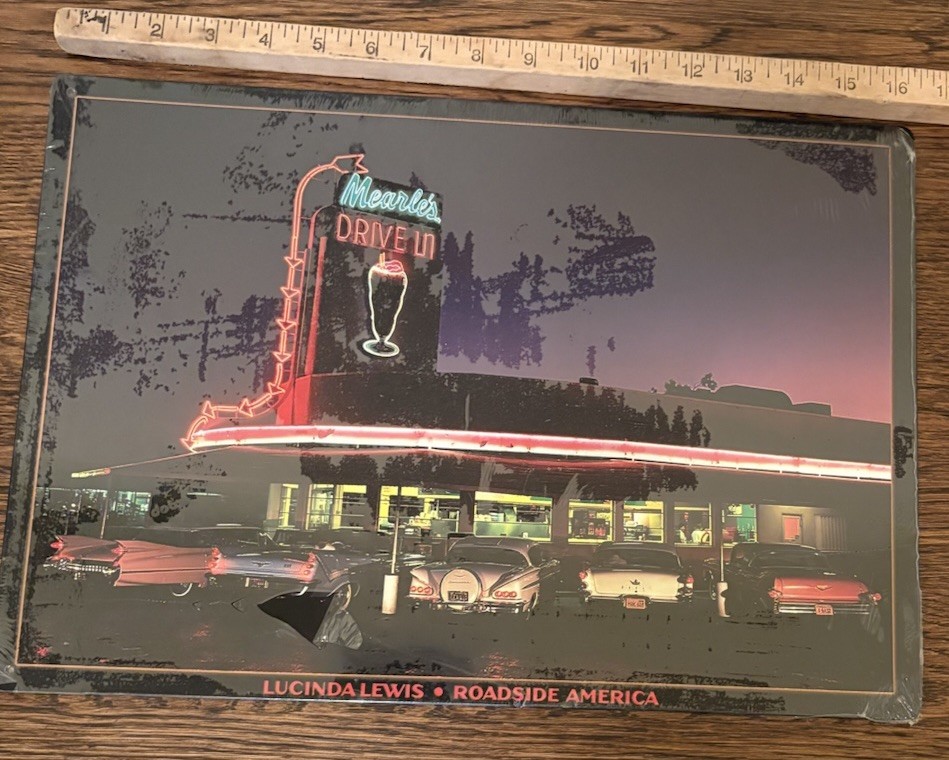 Metal Sign, Lucinda Lewis, Mearle’s Diner, Roadside America, 14 By 11.5 Inches