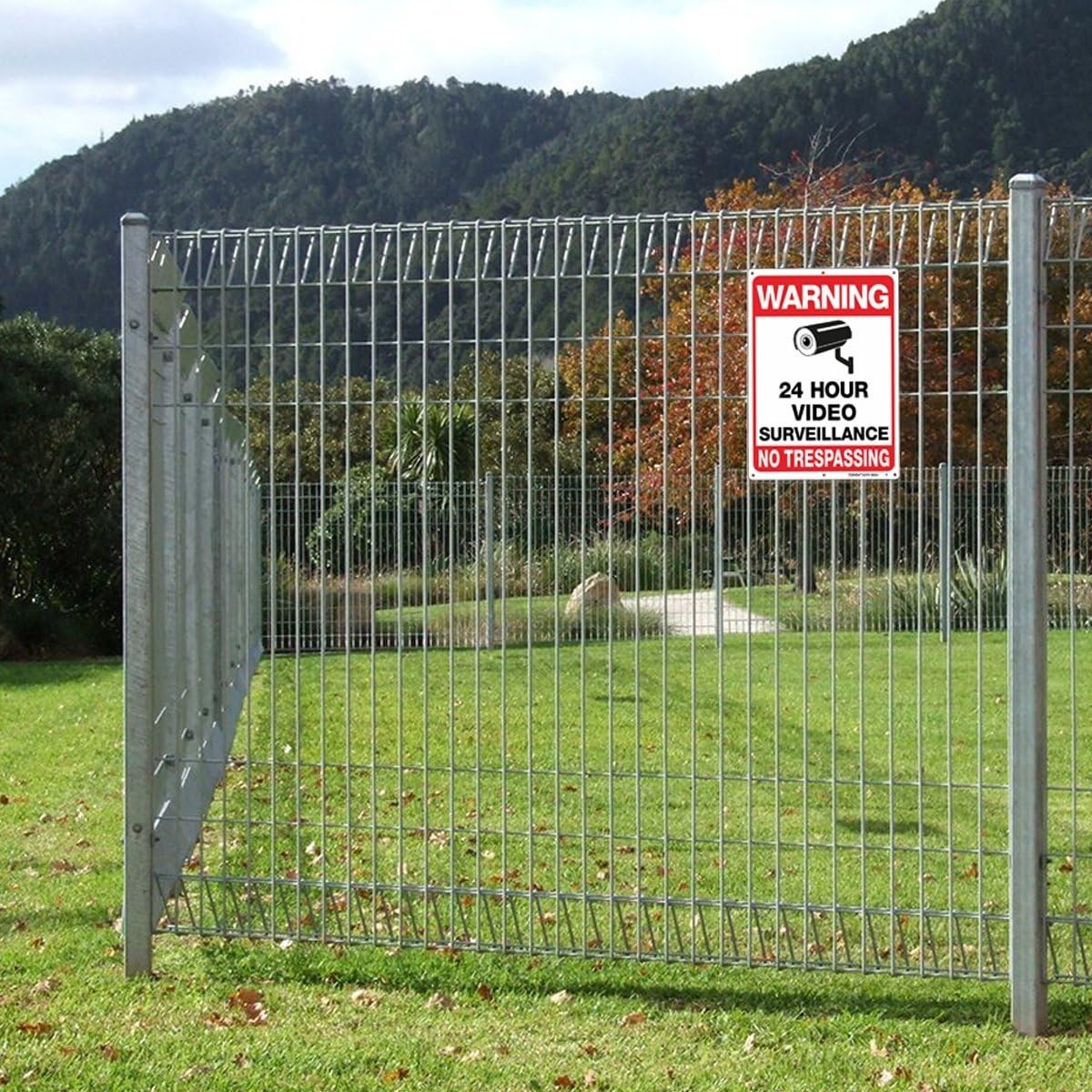 High Visibility 4-Pack Warning Signs 10×7 for Indoor/Outdoor Security