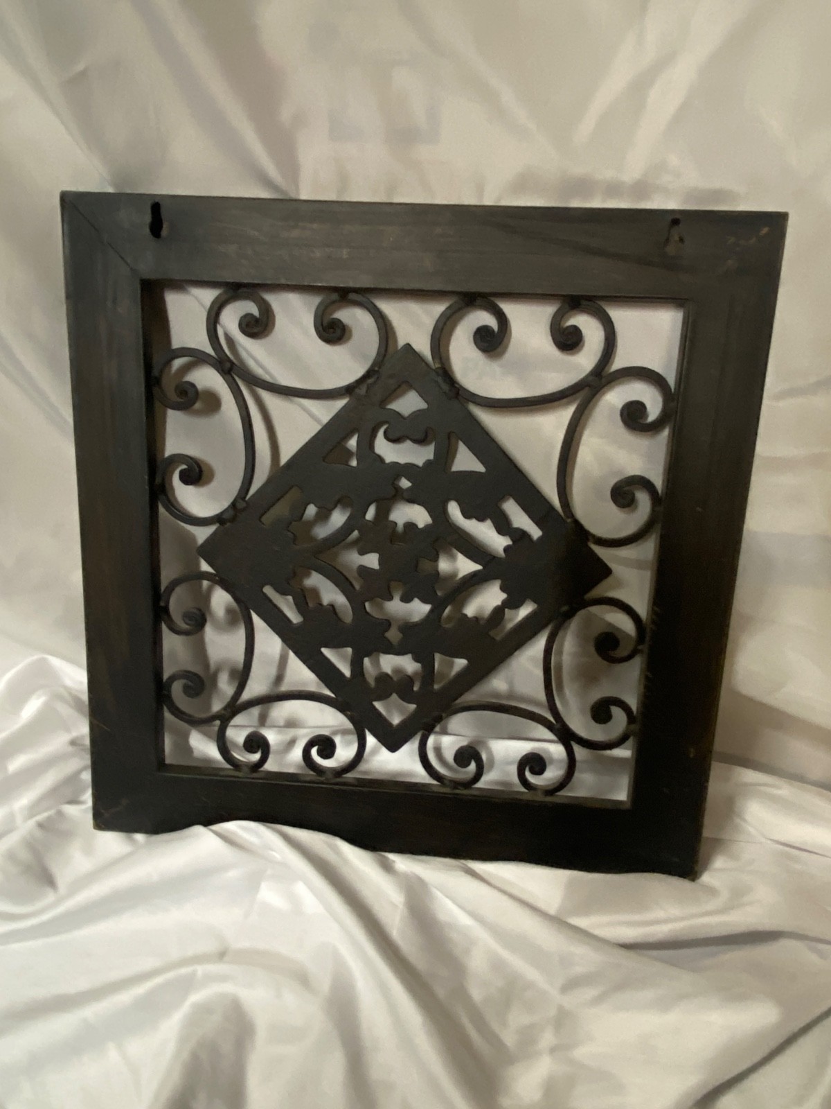 Square Metal Wall Art Panel Ornate Scrolled Floral Designs Frame Brushed Bronze