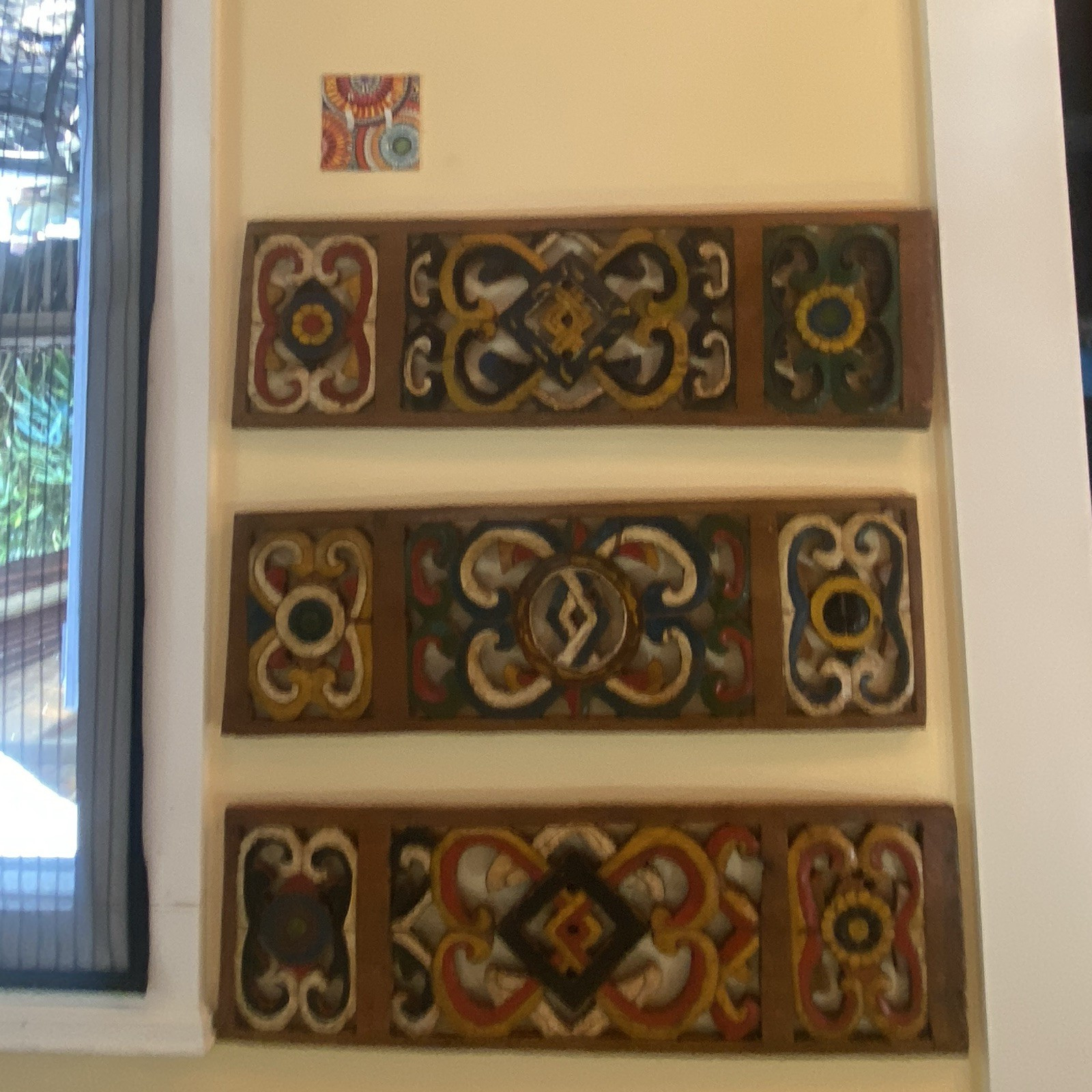 Multicolor Abstract Decorative Wood Wall Plaque Set of 3 Rectangular Panels