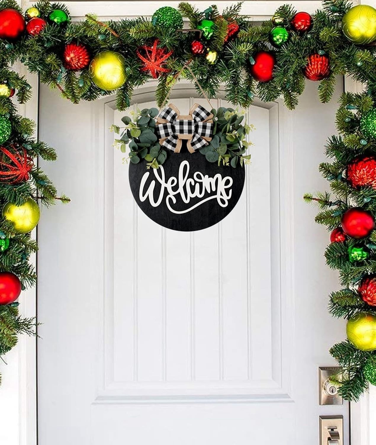 Welcome Sign for Front Door Porch Decor Farmhouse Wreath Wall Decor Φ30cm Rou…