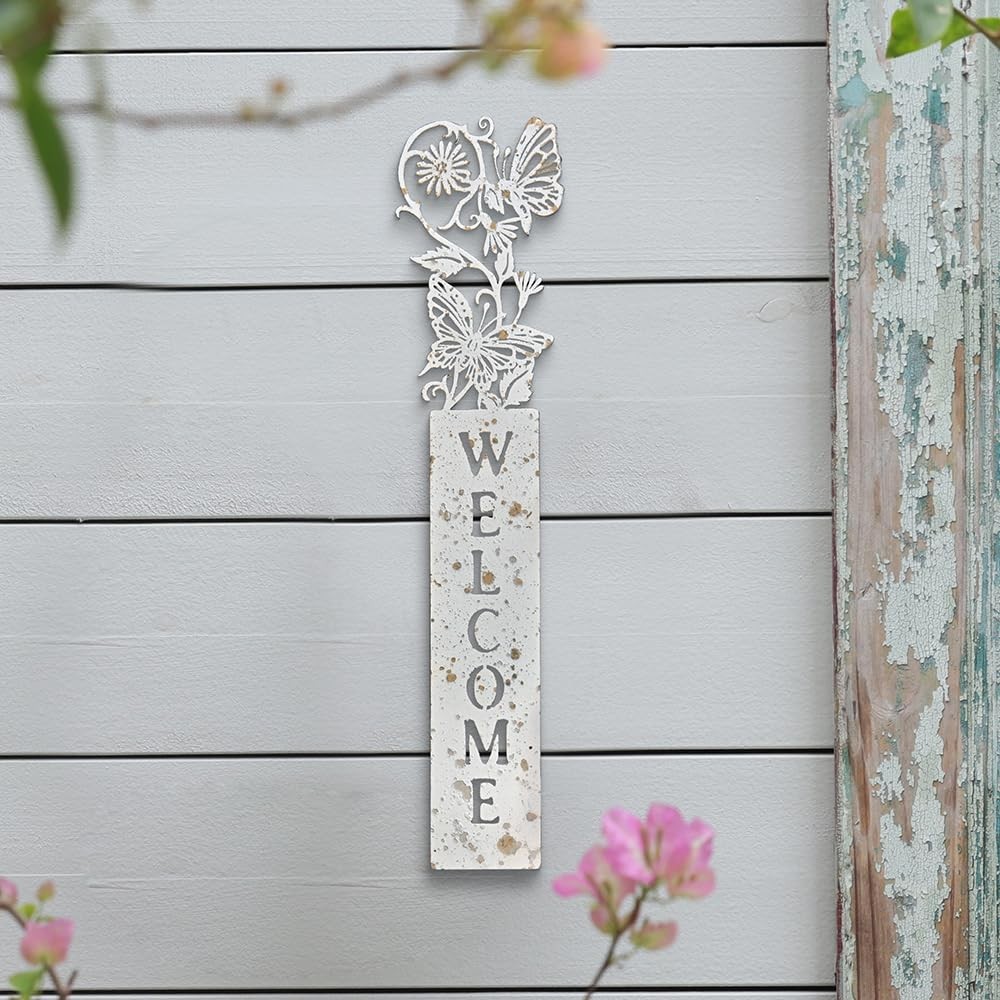 Metal Welcome Sign for Front Door Vertical Wall Mounted Front Door Sign Butte…