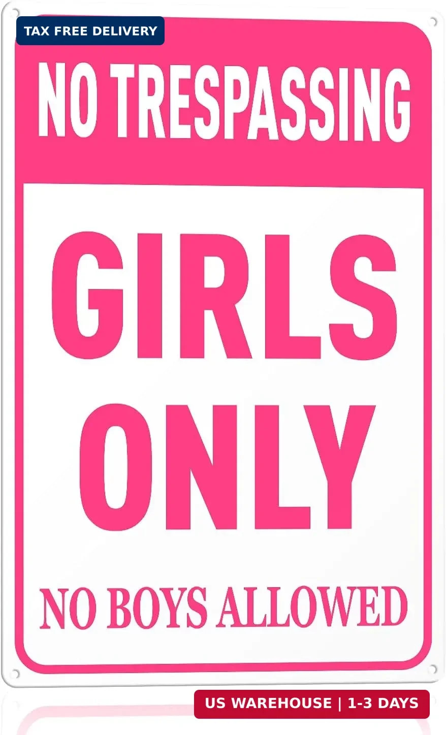 N A Girls Bedroom Sign – Funny No Trespassing Girls Only Metal Tin Sign Wall Dec