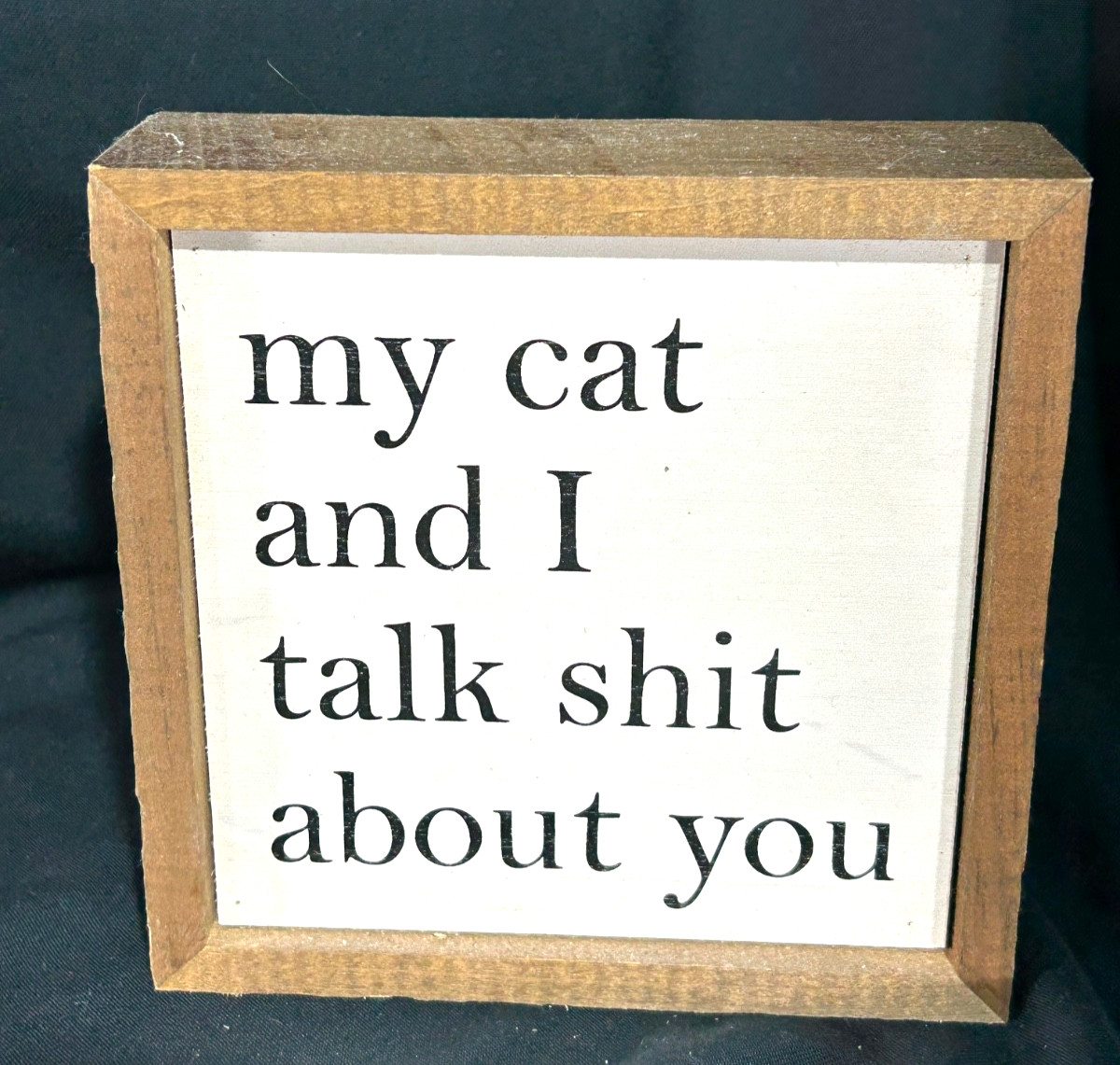 My Cat and I Talk About You wood sign 6×6 made in USA