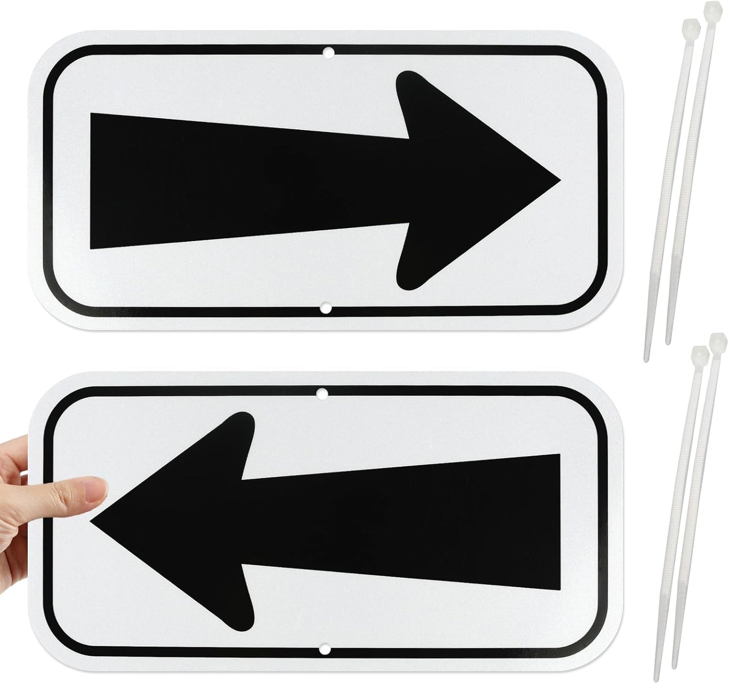2 Pack Reflective Arrow Signs, 12″ x 6″ Black Sturdy Small Signage,