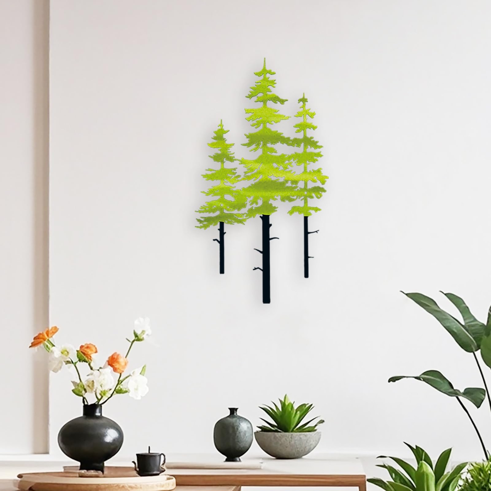 Metal Pine Tree Wall Art Decor, Nature Home Decor, Cedar Trees Metal Sign, Wa…