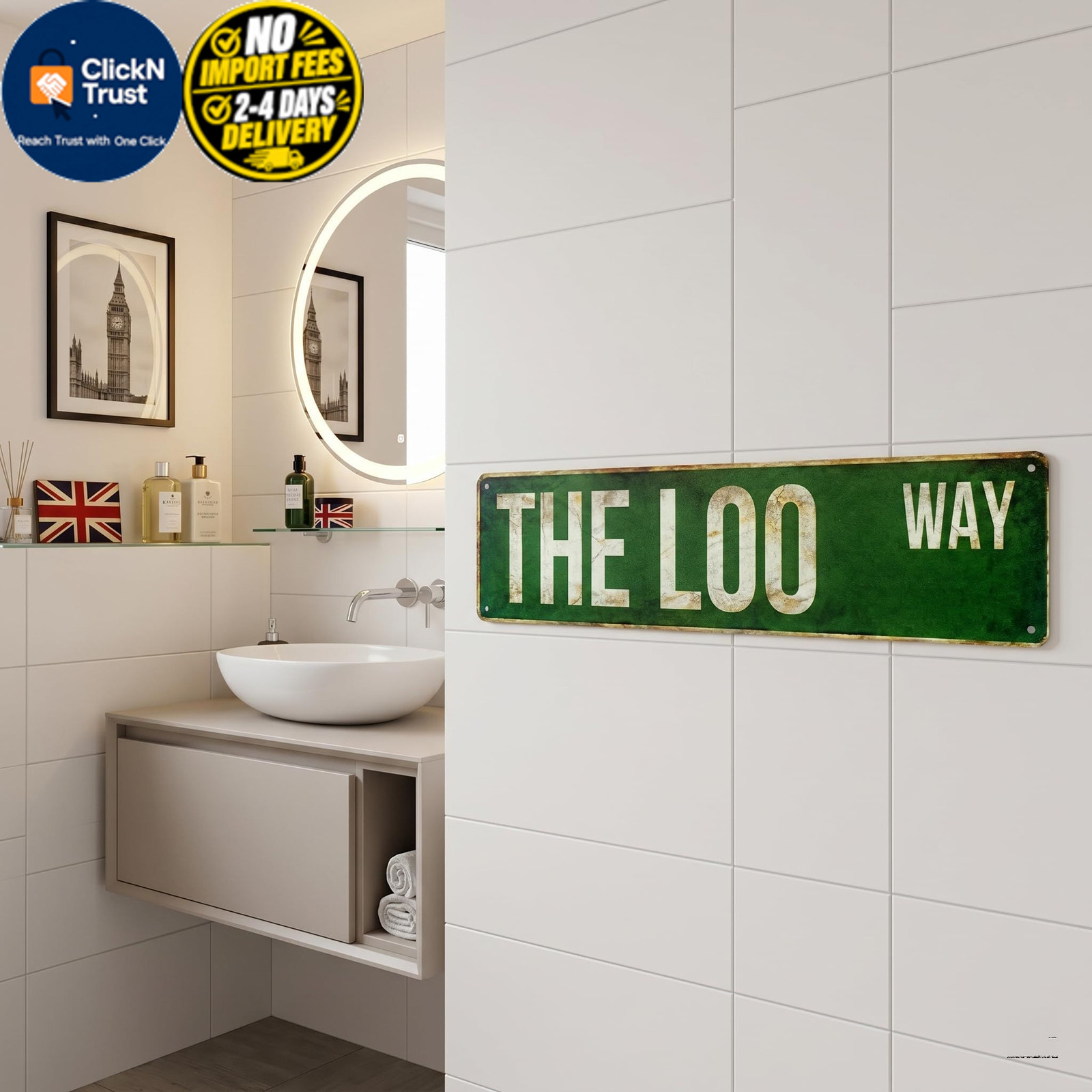 The Loo Way Funny Metal Street Sign, Vintage Aluminum 4×15 inch,