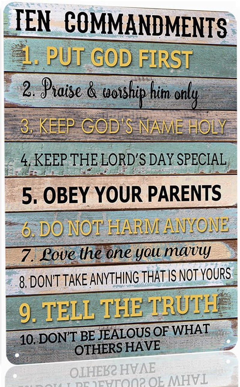 The Ten Commandments Metal Tin Sign 10 Commandments Wall Art Decor Ten Commandme