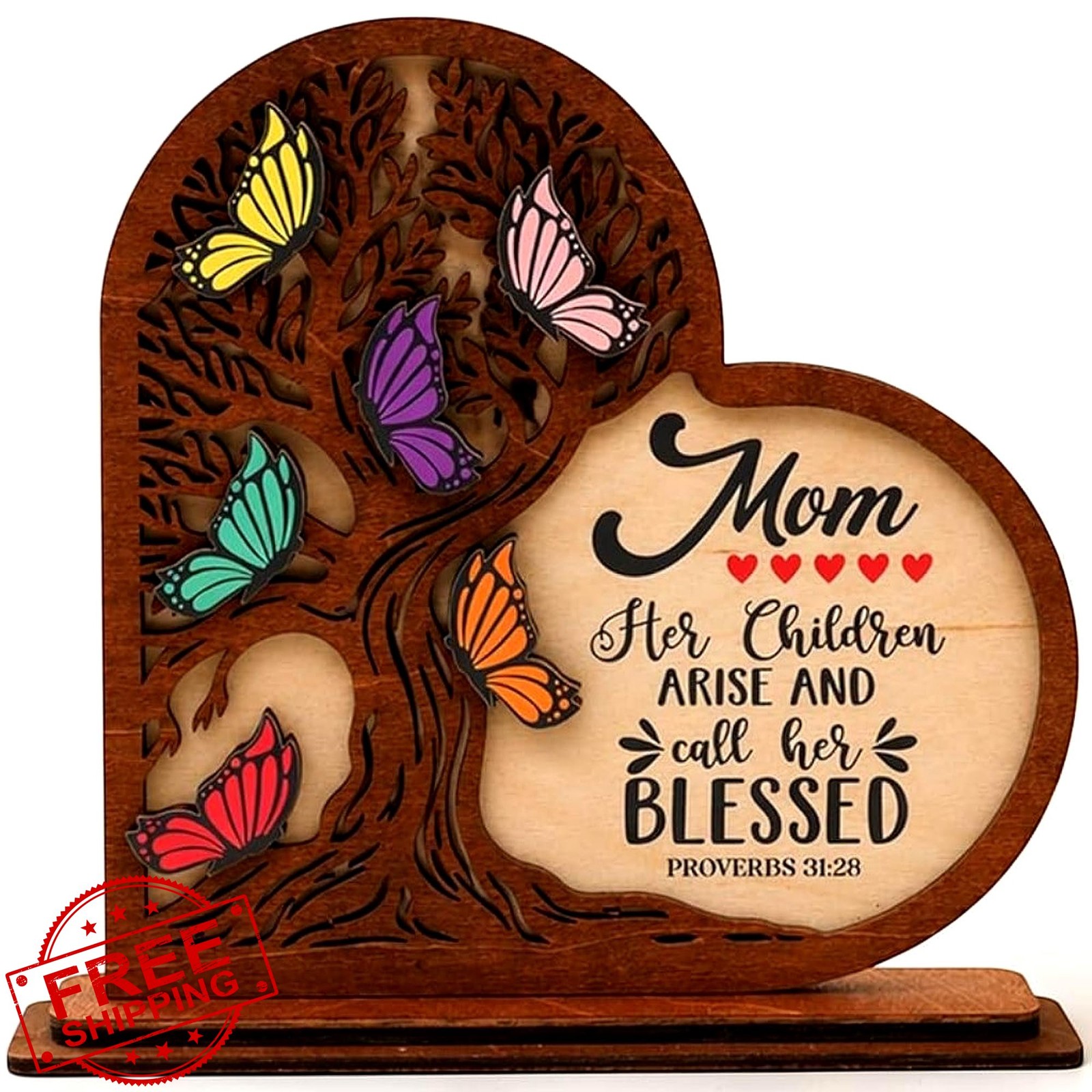 Emotional Uplifting Mom Wooden Heart Plaque