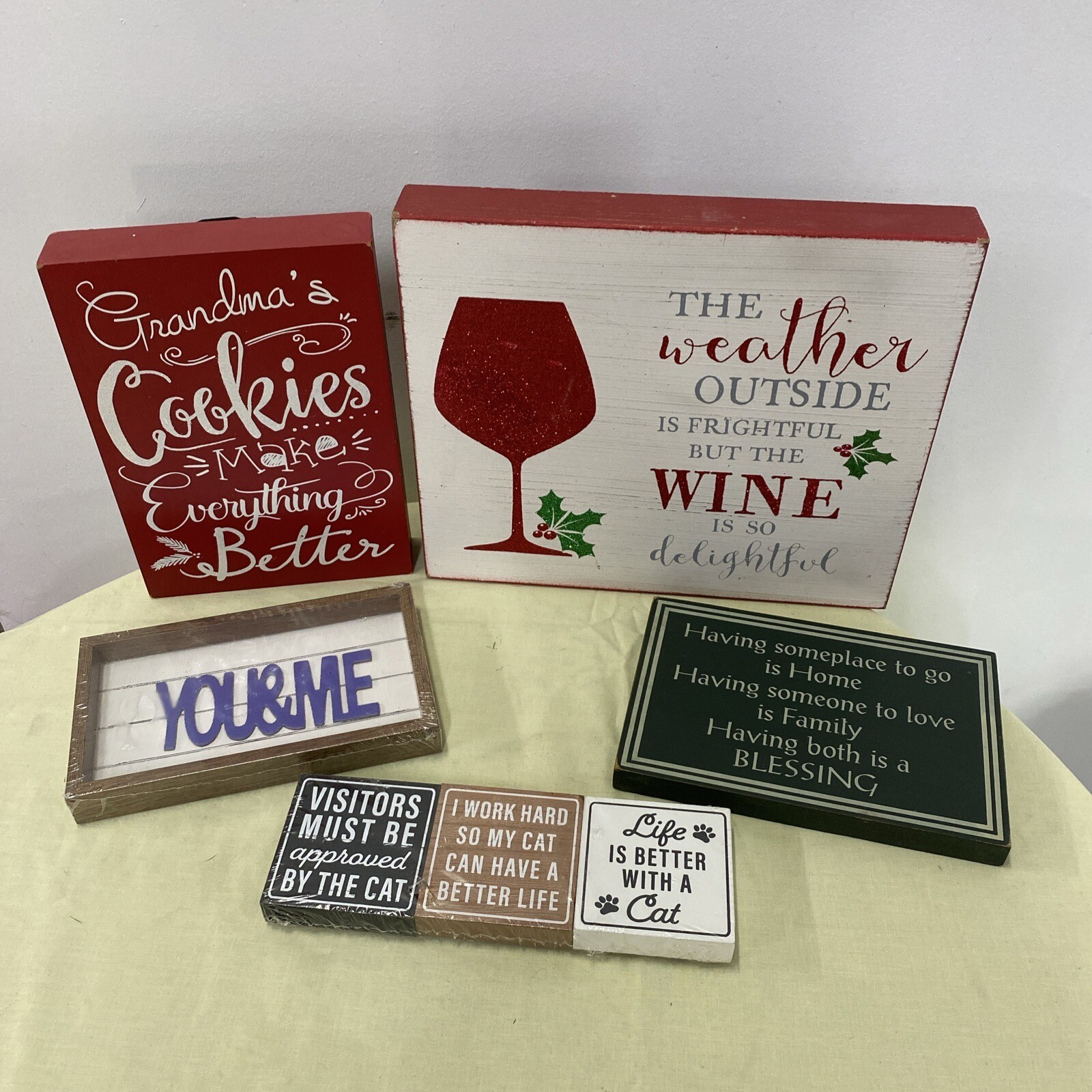 Lot Of 7 Wall Signs Various Sizes See Pictures Some New In Package