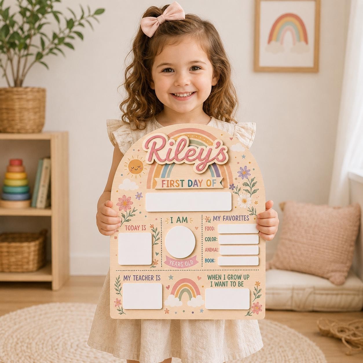 Personalized First & Last Day of School Sign, Kids Back to School Board
