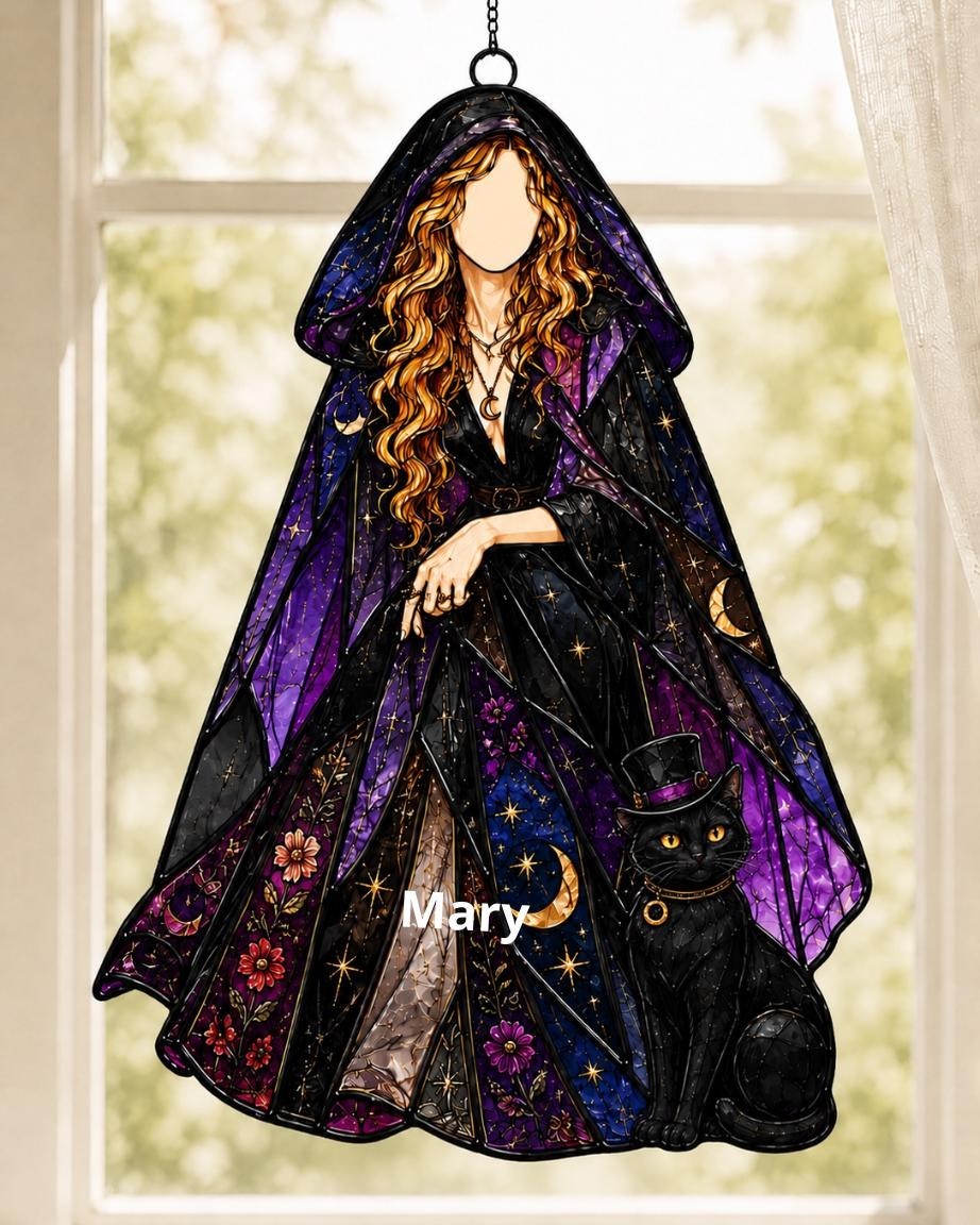 Moon Goddess Acrylic Suncatcher, Witchy Window Hanging, Celestial Woman Decor