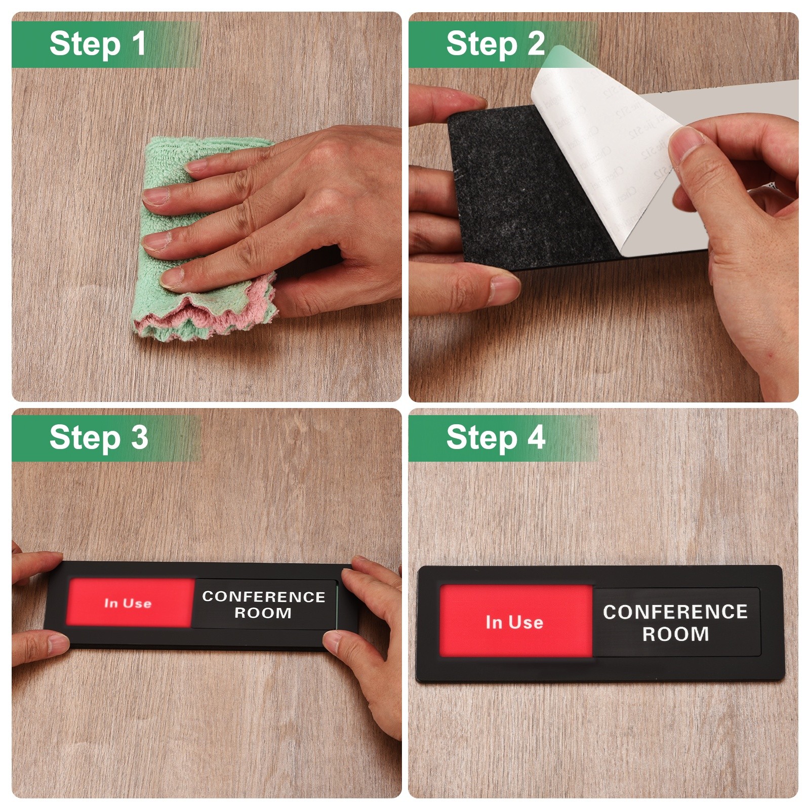 Well-ness Room Available In Use Sign, Black Meeting, White Letters, 1 Pcs