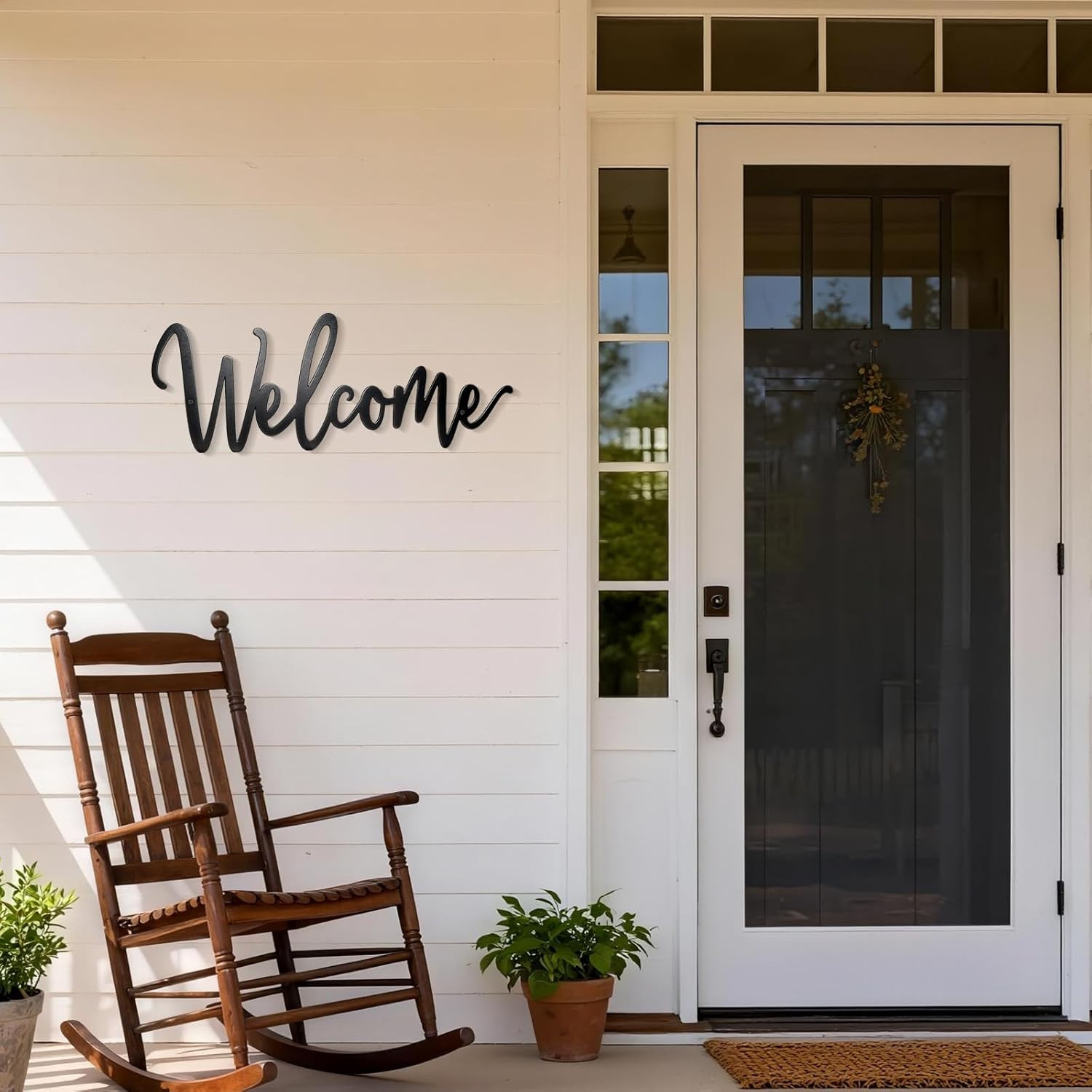 Welcome Metal Sign Wall Decor (Black)
