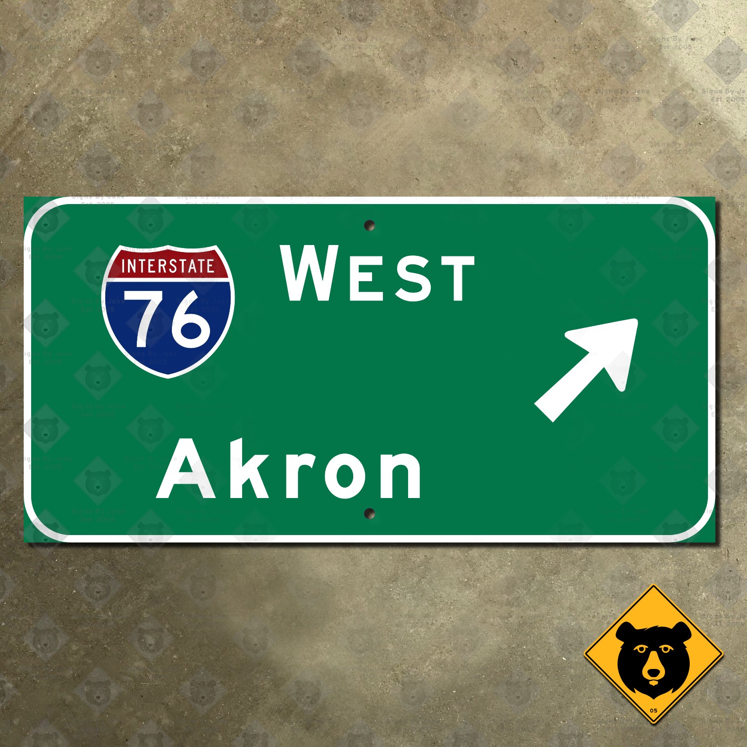 Ohio Turnpike Akron Interstate 76 west highway freeway road exit sign 24×12