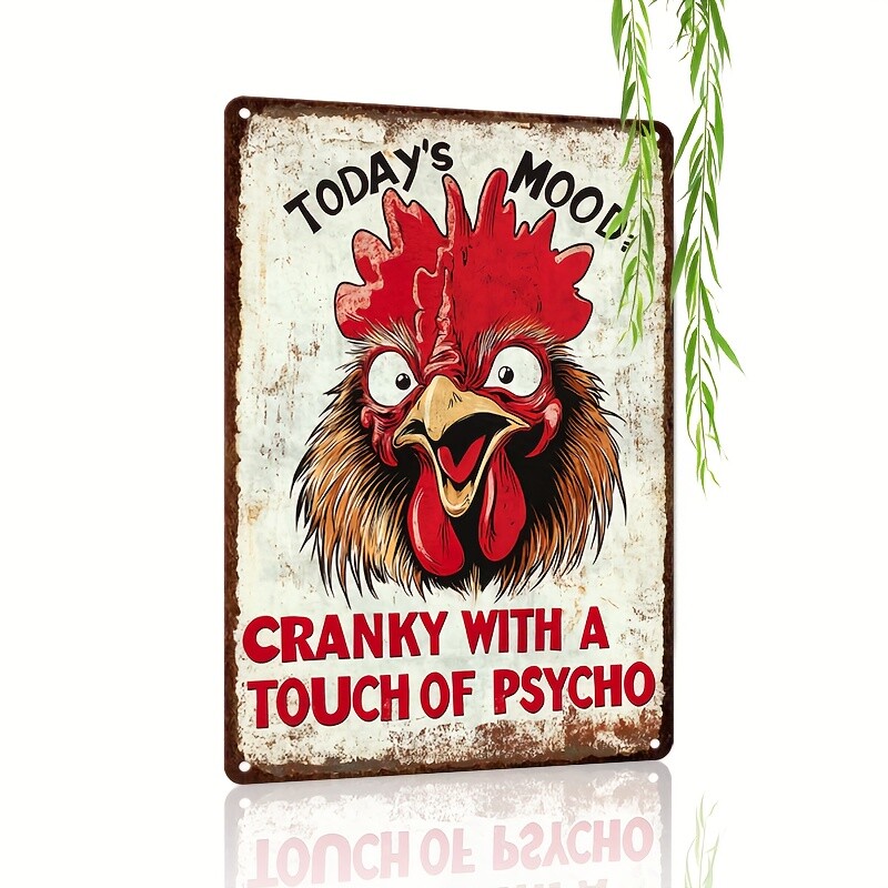Rustic Tin Metal Signs (12X8 inches/ 30X20cm), Funny Rooster Quote, Vintage