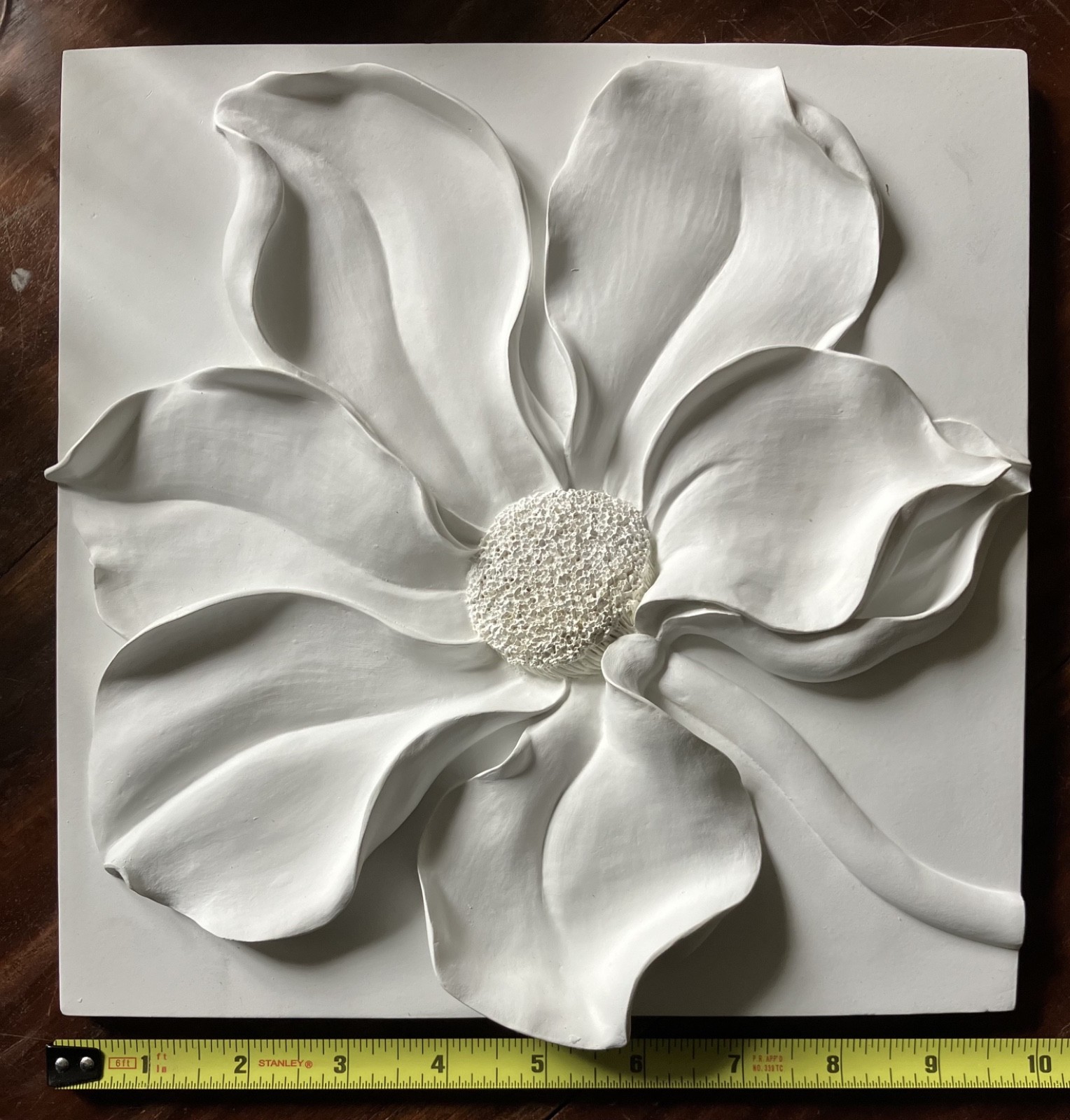 3D Wall Art Magnolia Flower Bas Relief Elegant w/Attached Hanger