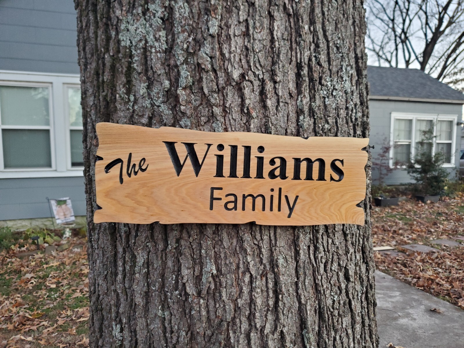 Custom Family Last Name Sign Rustic Carved Outdoor Indoor Wood Wall Art Plaque