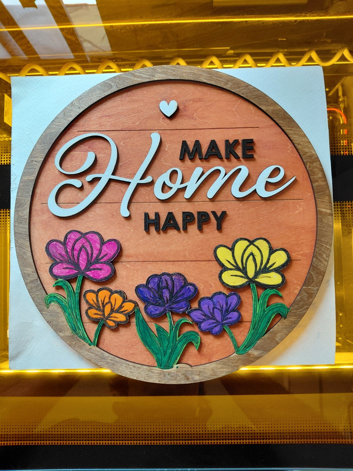 Make Home Happy Wall Art- Laser Cut 11 1/2″ x 11 1/2″