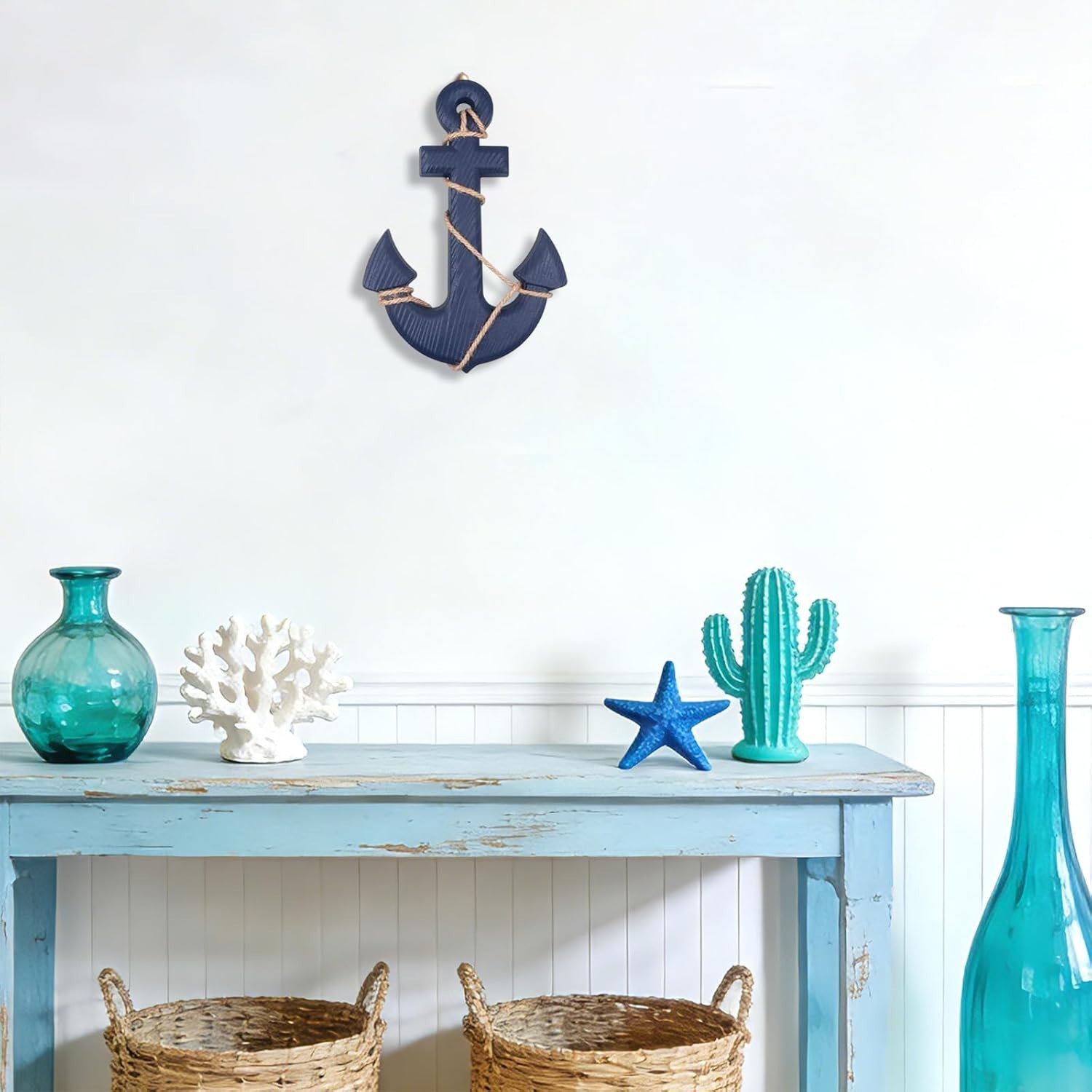 Versatile 7.7″ x 13″ Wooden Anchor Decor with Rope – Perfect Gift Idea