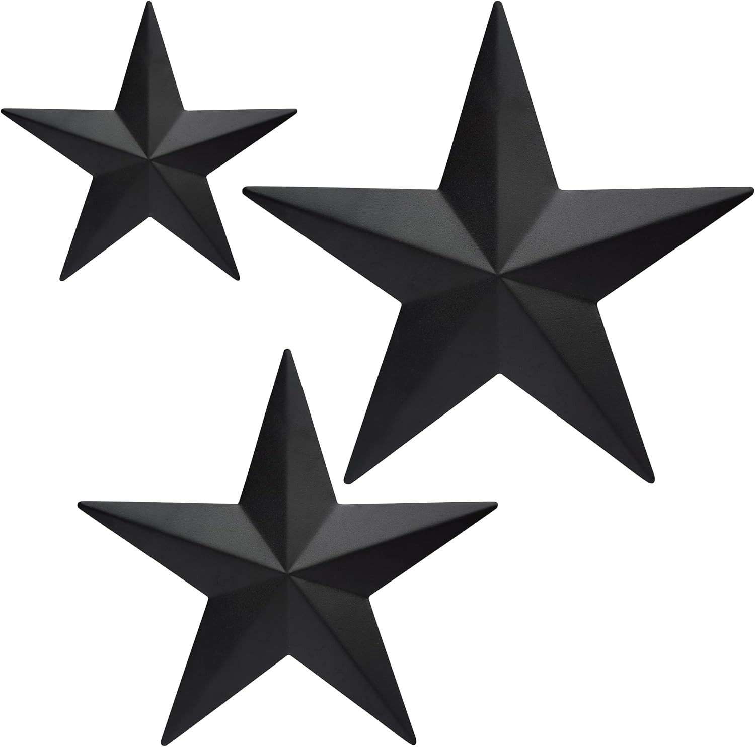 6″ 9”12″（3pieces Black Barn Star Wall Decor,Metal Stars Rustic Vintage Wester…