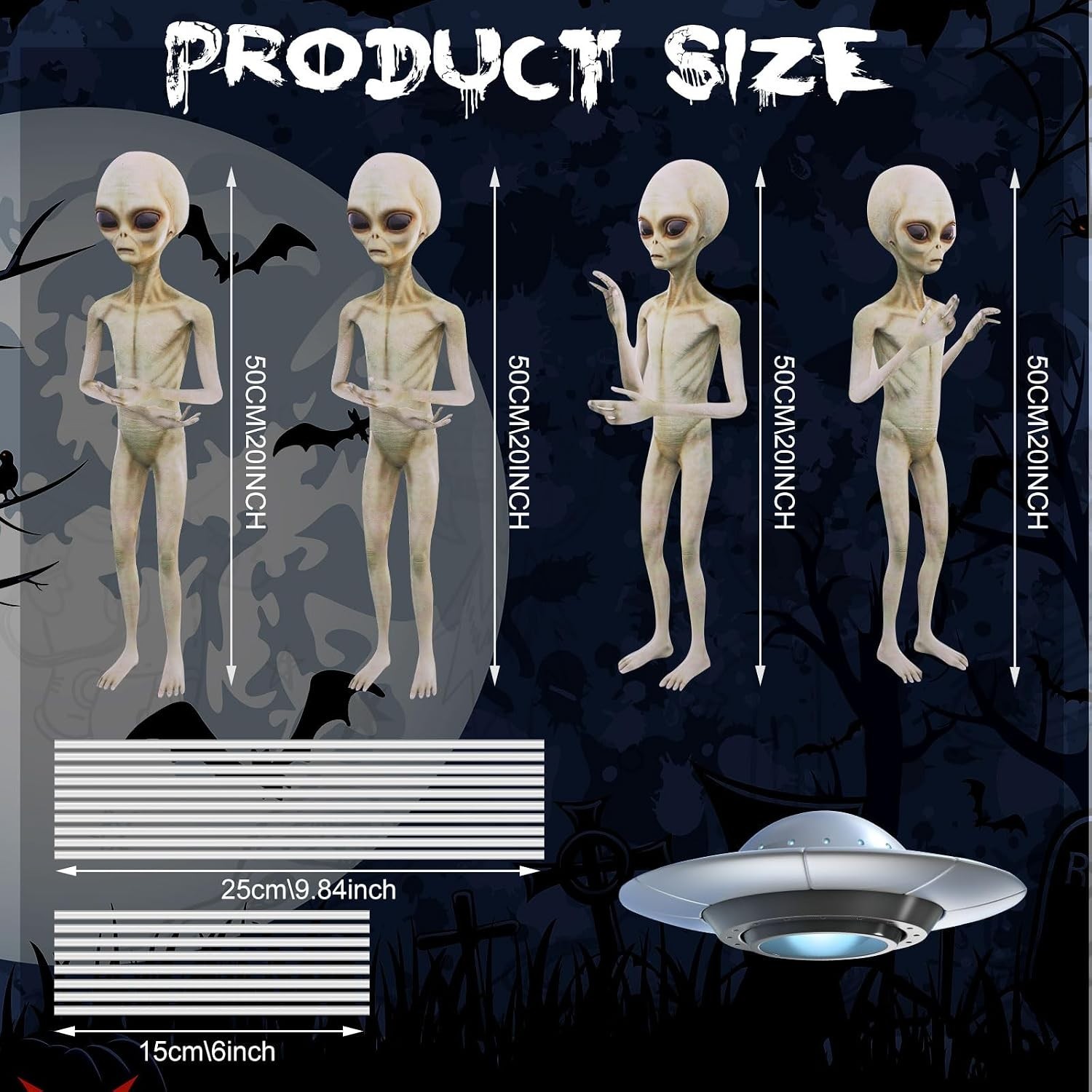 5 Pieces Halloween Yard Sign Full Body Large Alien Outdoor UFO Scary Decorati…