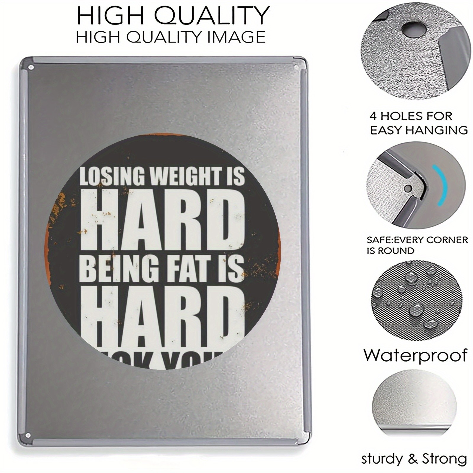 8×12 Inch Vintage Metal Sign with Weight Loss Challenge and Inspirational Quotes