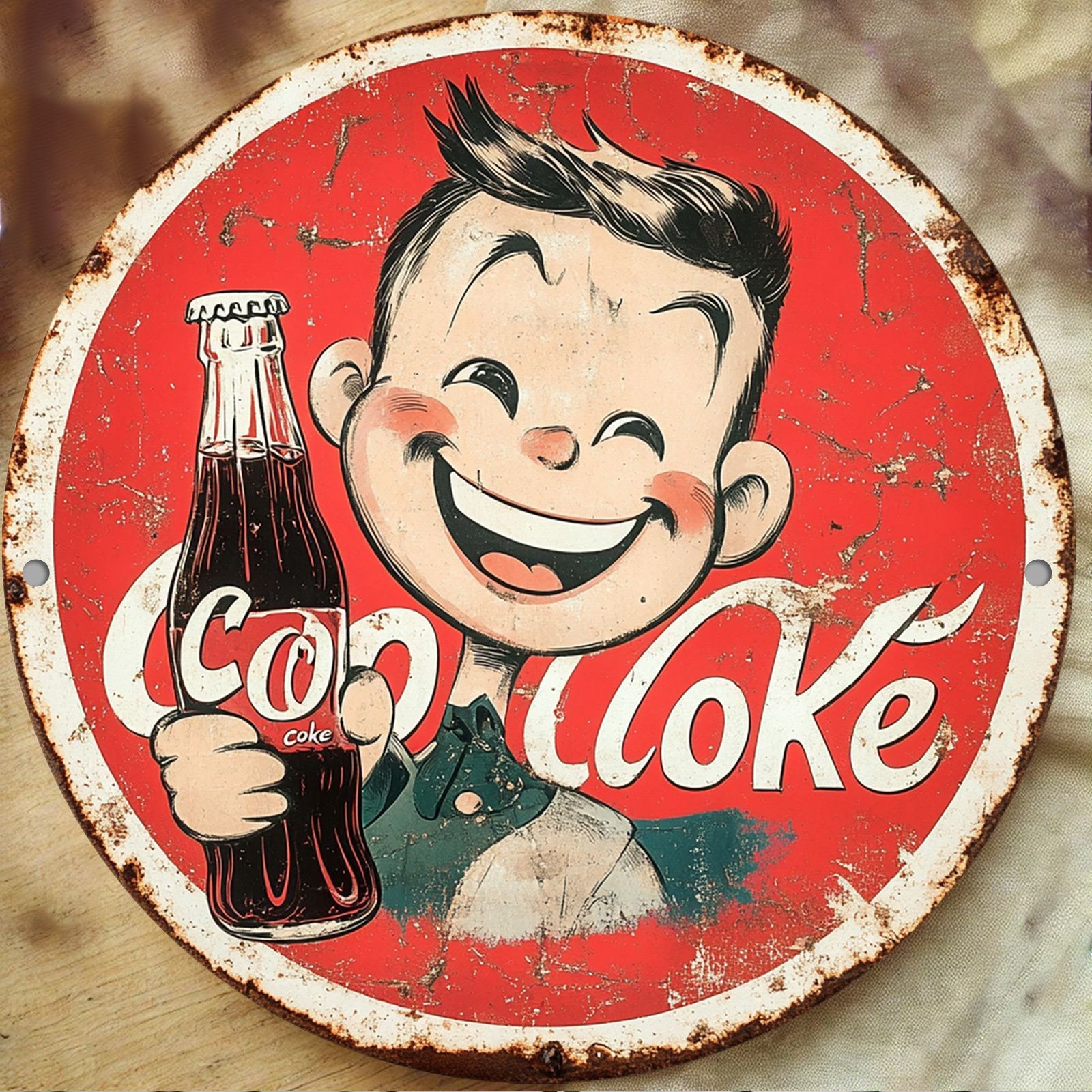 Vintage Coca Cola Boy Metal Sign Retro Coke Wall Decoration With Cartoon Kid