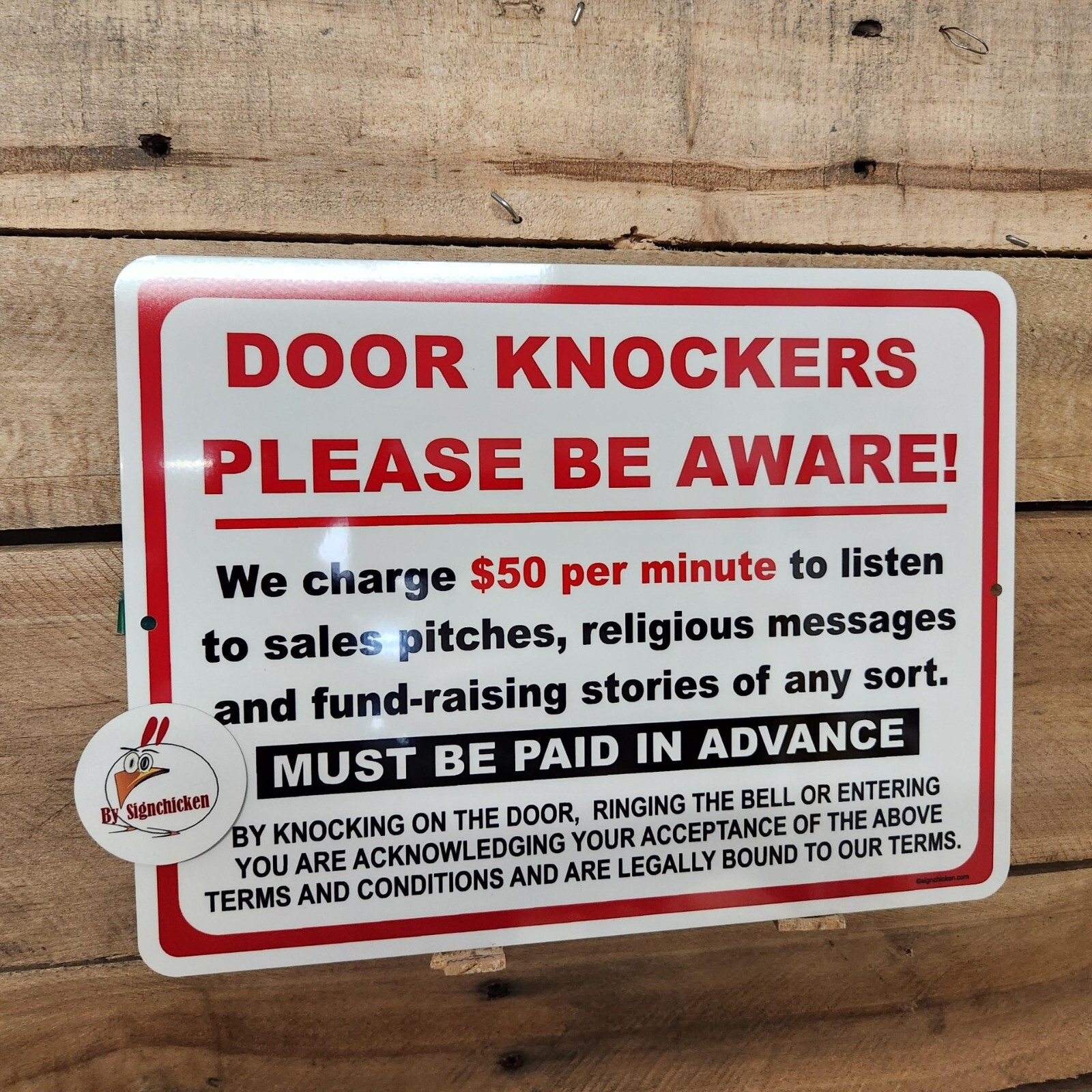 DOOR KNOCKERS BEWARE sign, Funny sign for the door, no trespassing, go away.