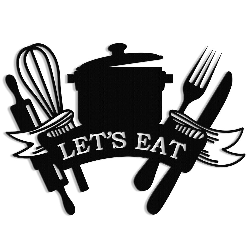 Kitchen Metal Sign, Metal Kitchen Wall Art, Let’s Eat Sign for Home Kitchen D…